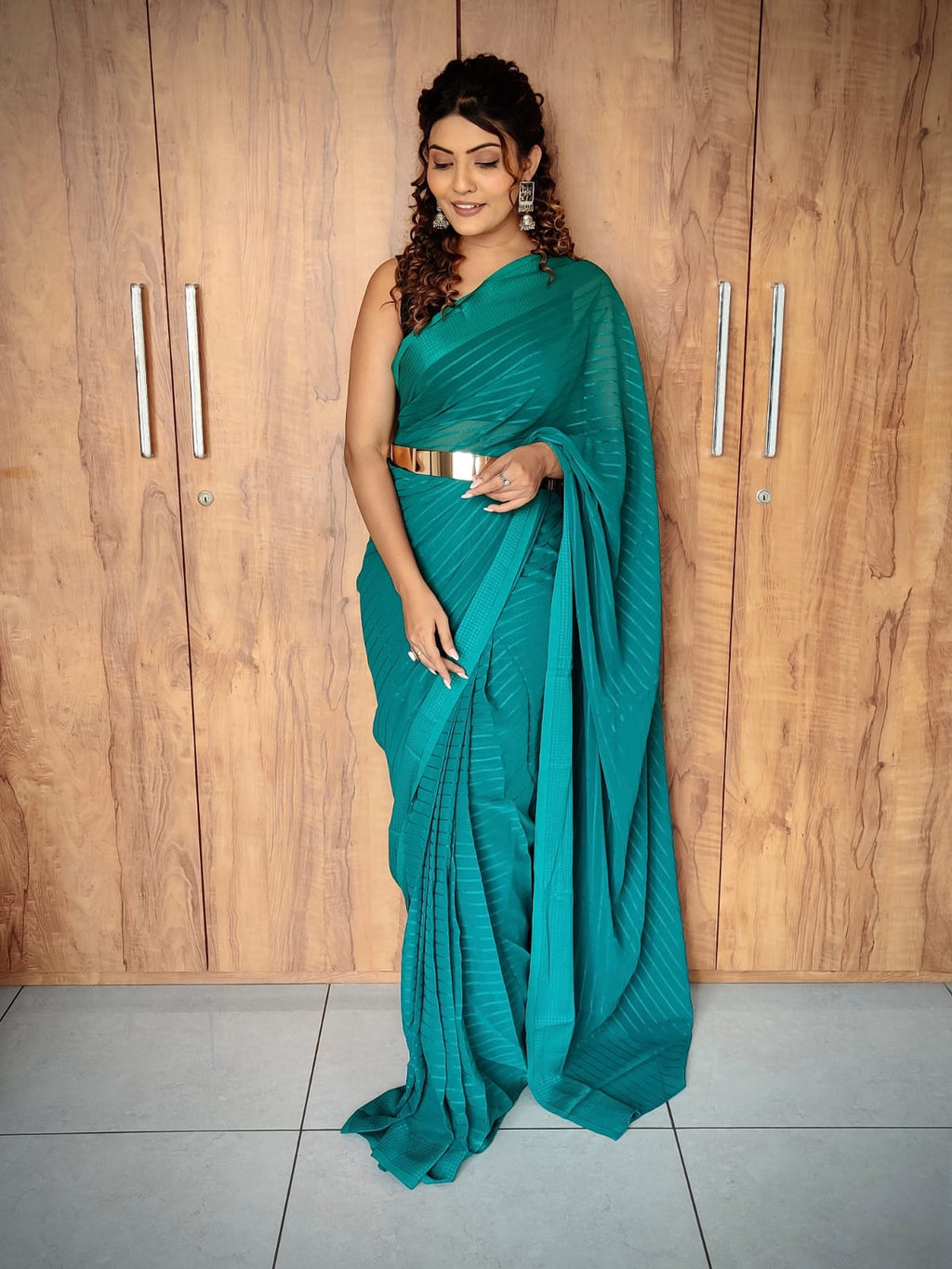 Trending Ready To Wear Saree With Weaving Zari Lining