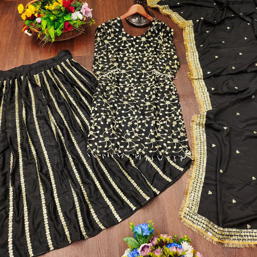 Designer Embroidered Lehenga Suit With Fancy Dupatta