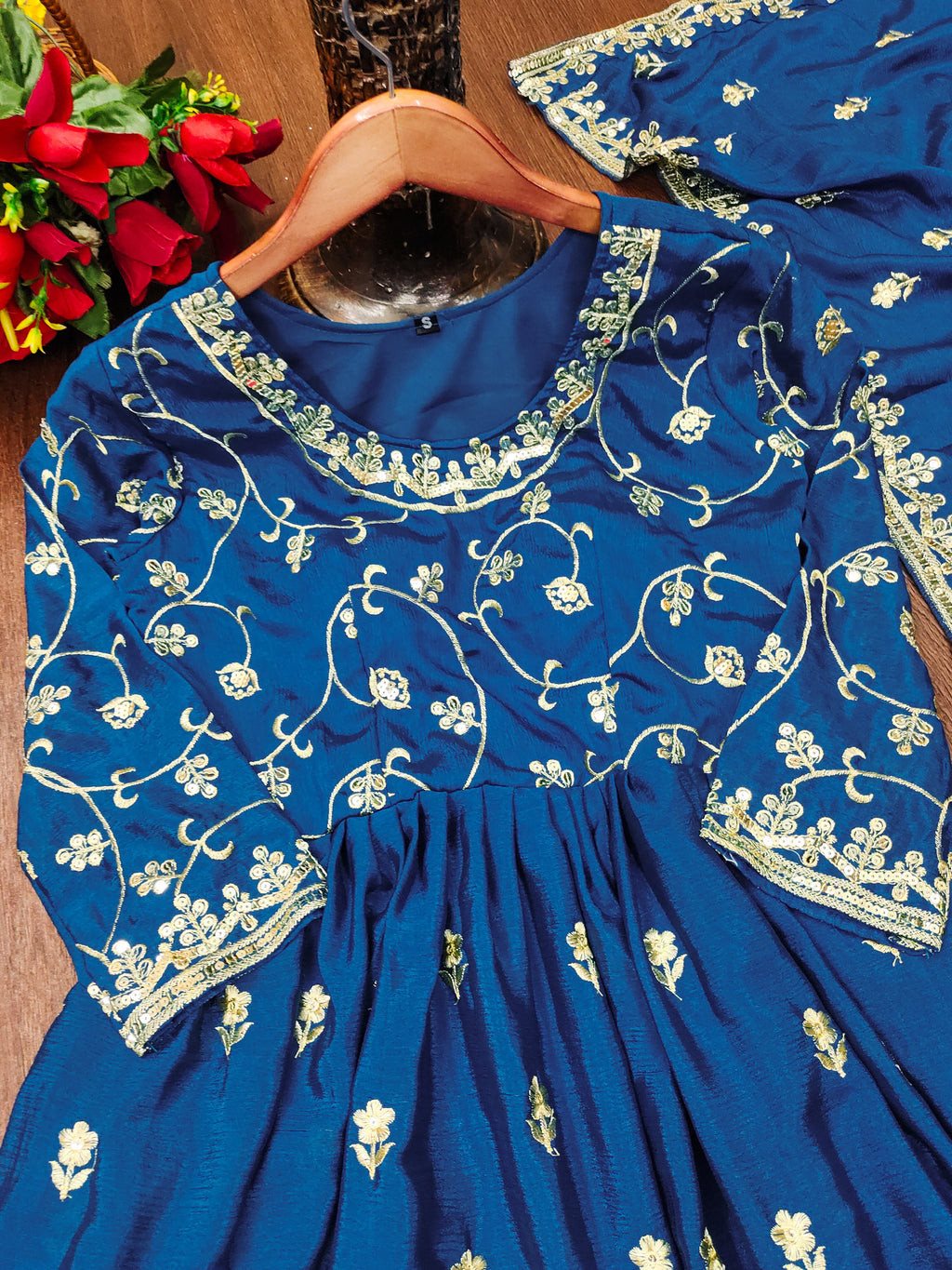 Beautiful Embroidered Chinon Gown With Sequence Embroidered Work