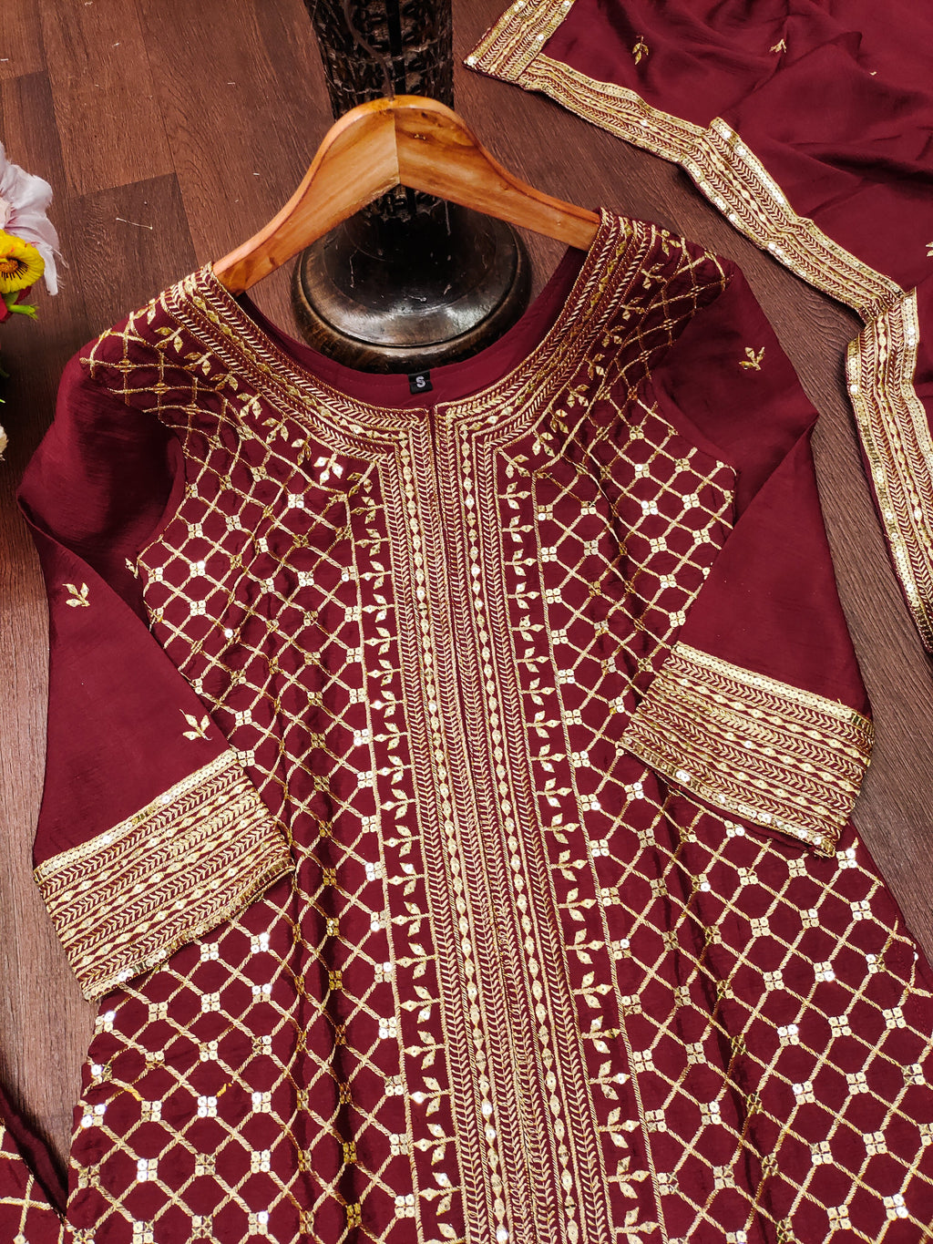 Designer Embroidered Sharara Suit With Sequence Embroidered Work