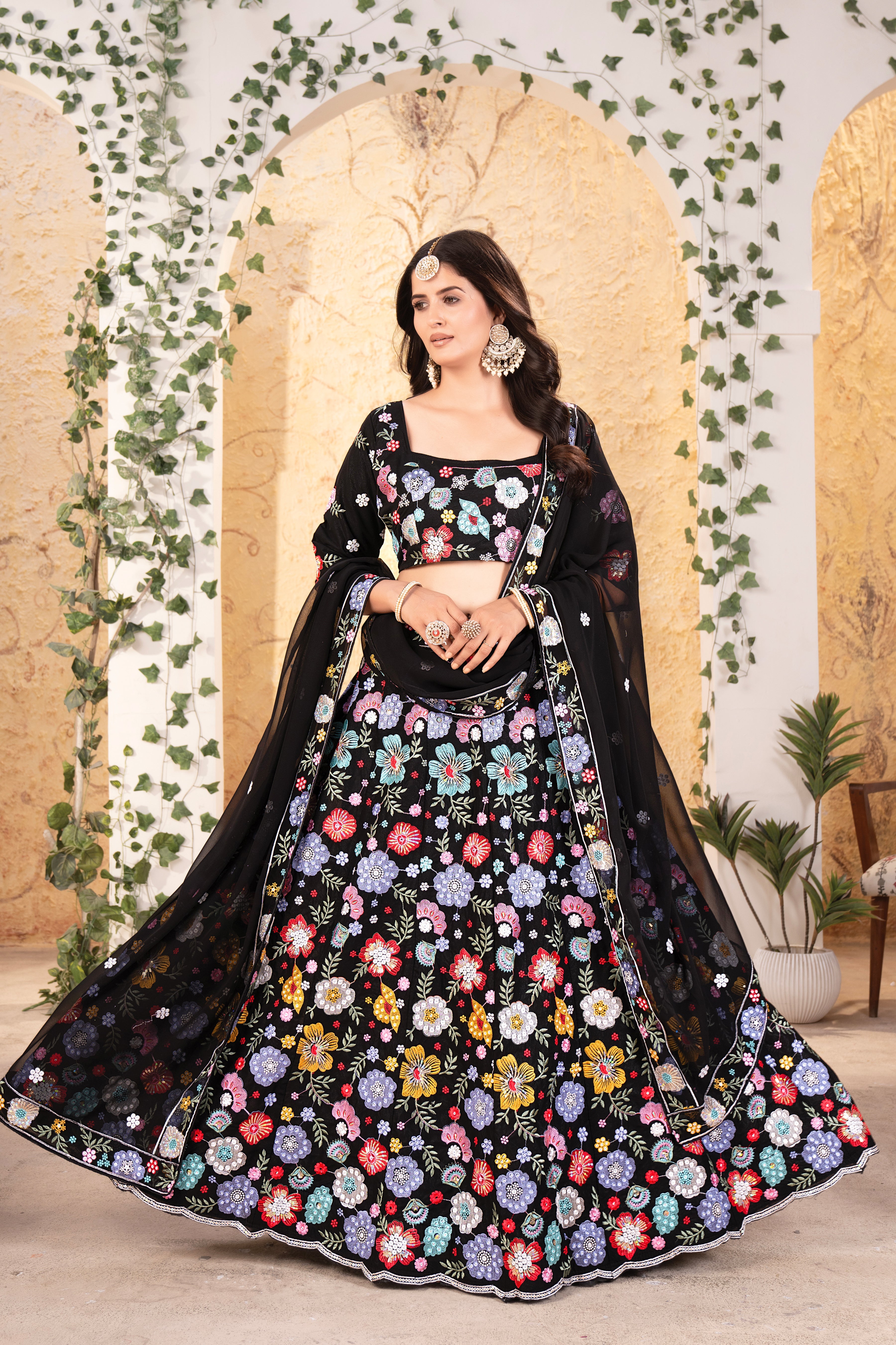 Designer Lehenga Choli With Beautiful Multi Thread Embroidery Work