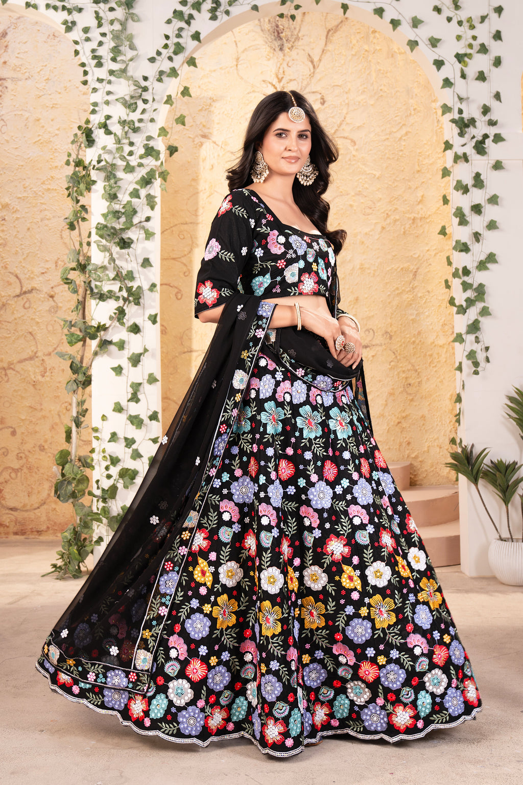 Designer Lehenga Choli With Beautiful Multi Thread Embroidery Work