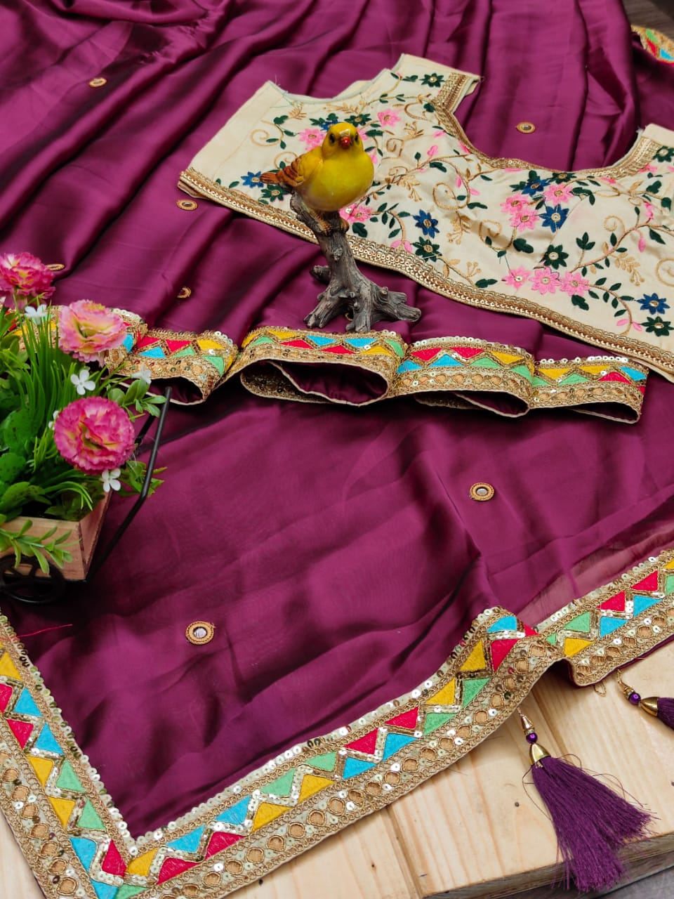 Fancy Saree With Sequence Embroidery, Thread & With Dori work