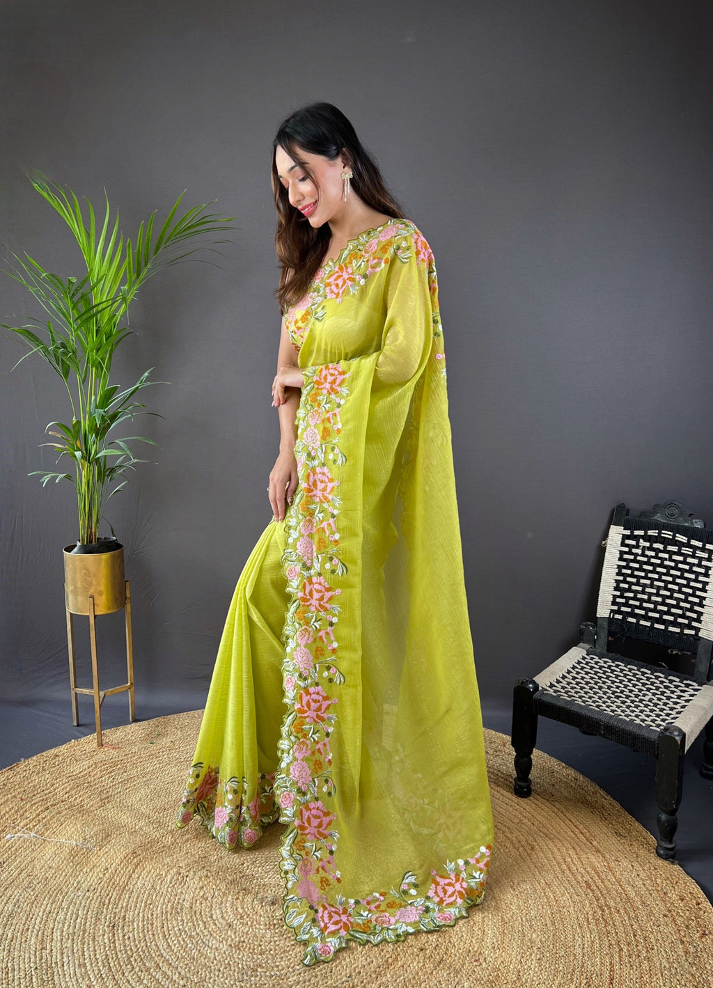 Designer Saree With Embroidery Work Border