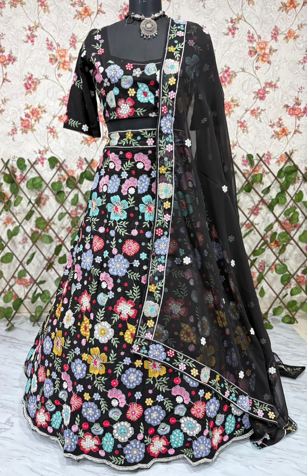 Designer Lehenga Choli With Beautiful Multi Thread Embroidery Work