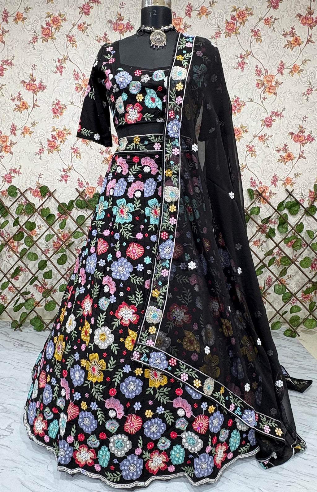 Designer Lehenga Choli With Beautiful Multi Thread Embroidery Work