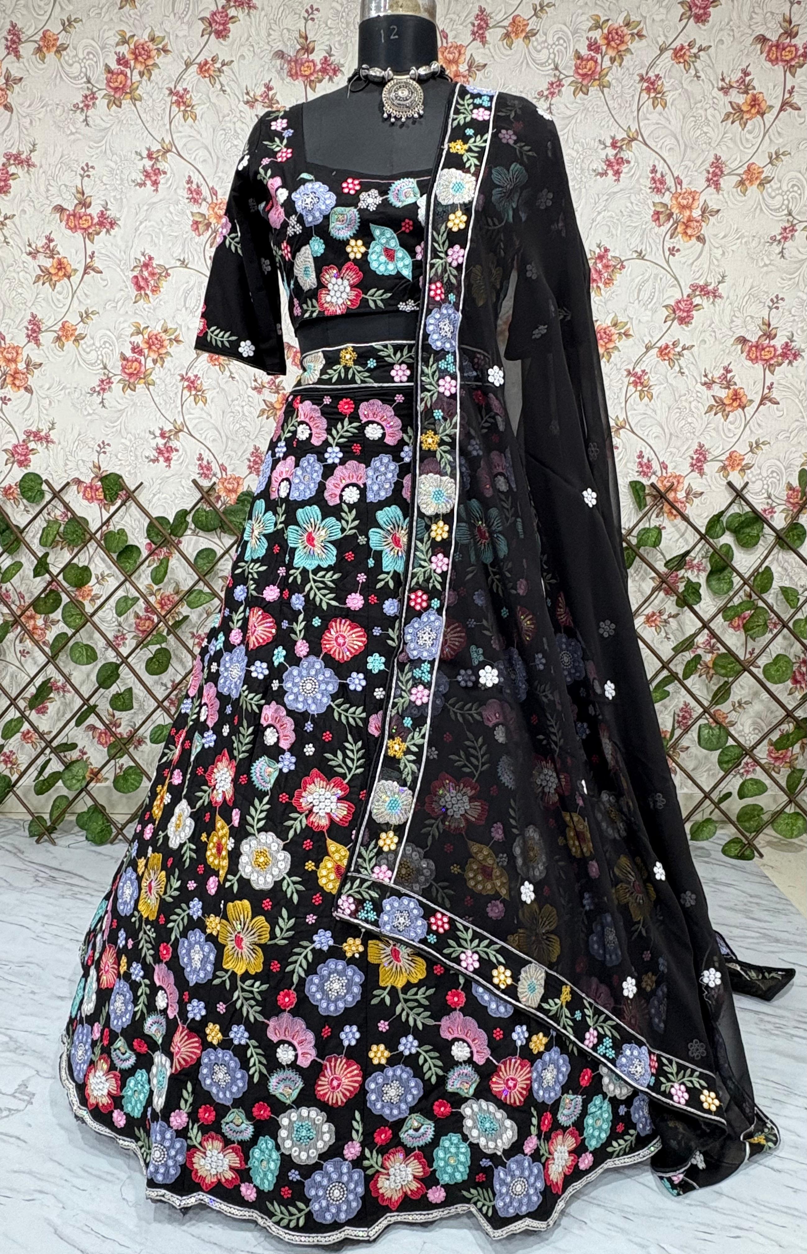 Designer Lehenga Choli With Beautiful Multi Thread Embroidery Work