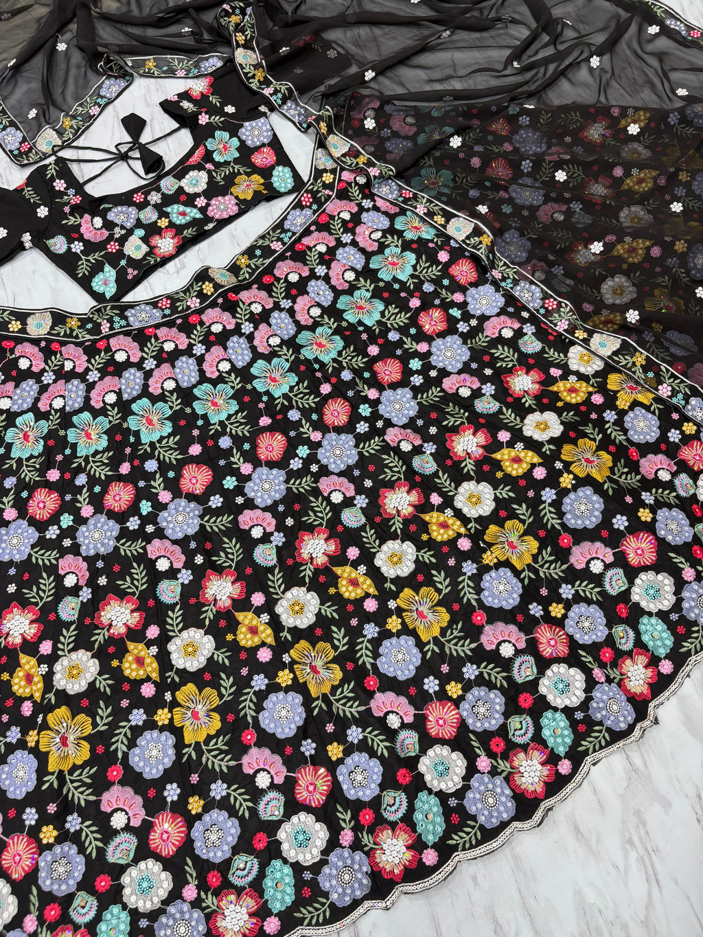 Designer Lehenga Choli With Beautiful Multi Thread Embroidery Work