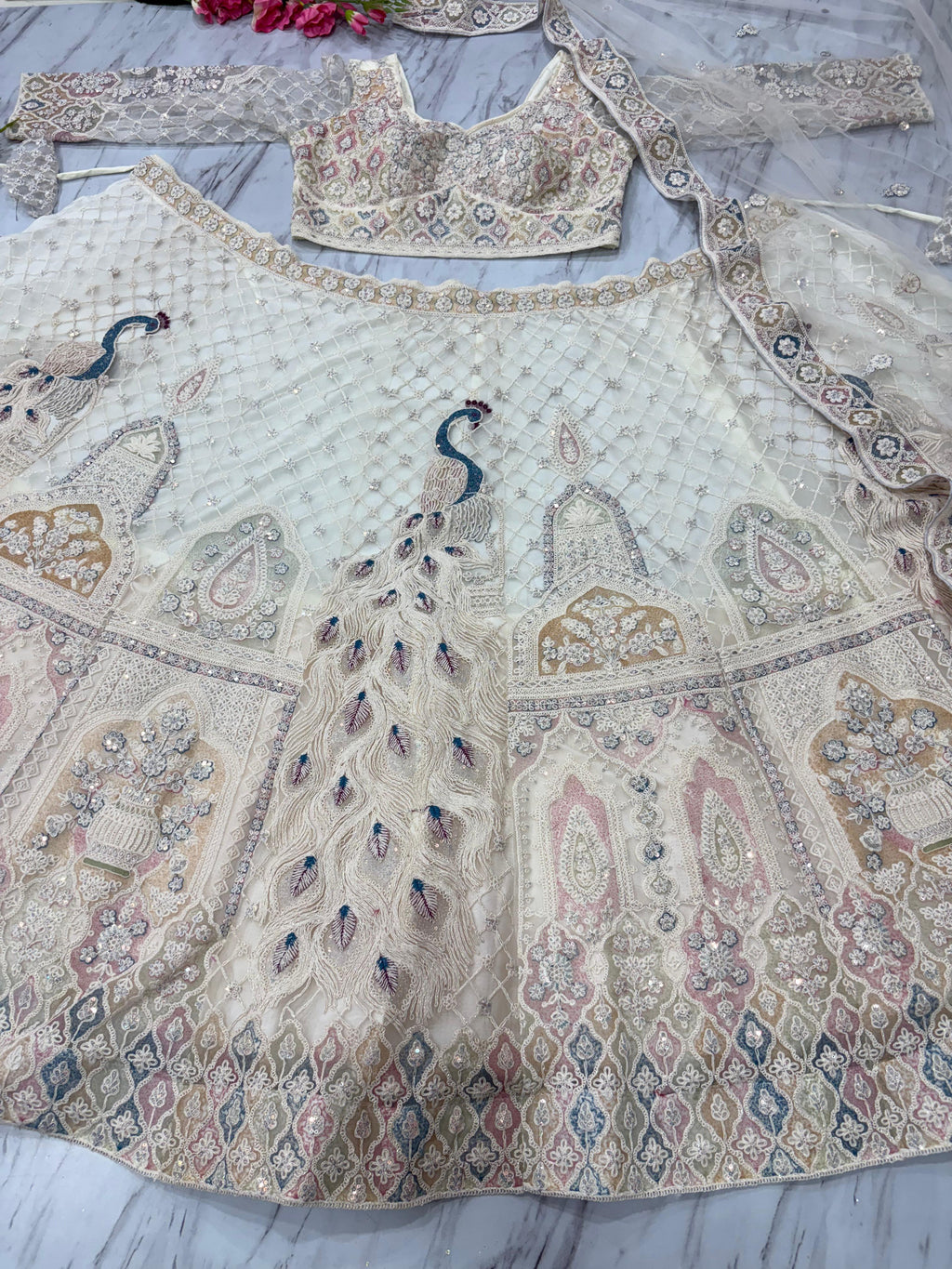 Designer Lehenga Choli With Beautiful Multi Thread Embroidery