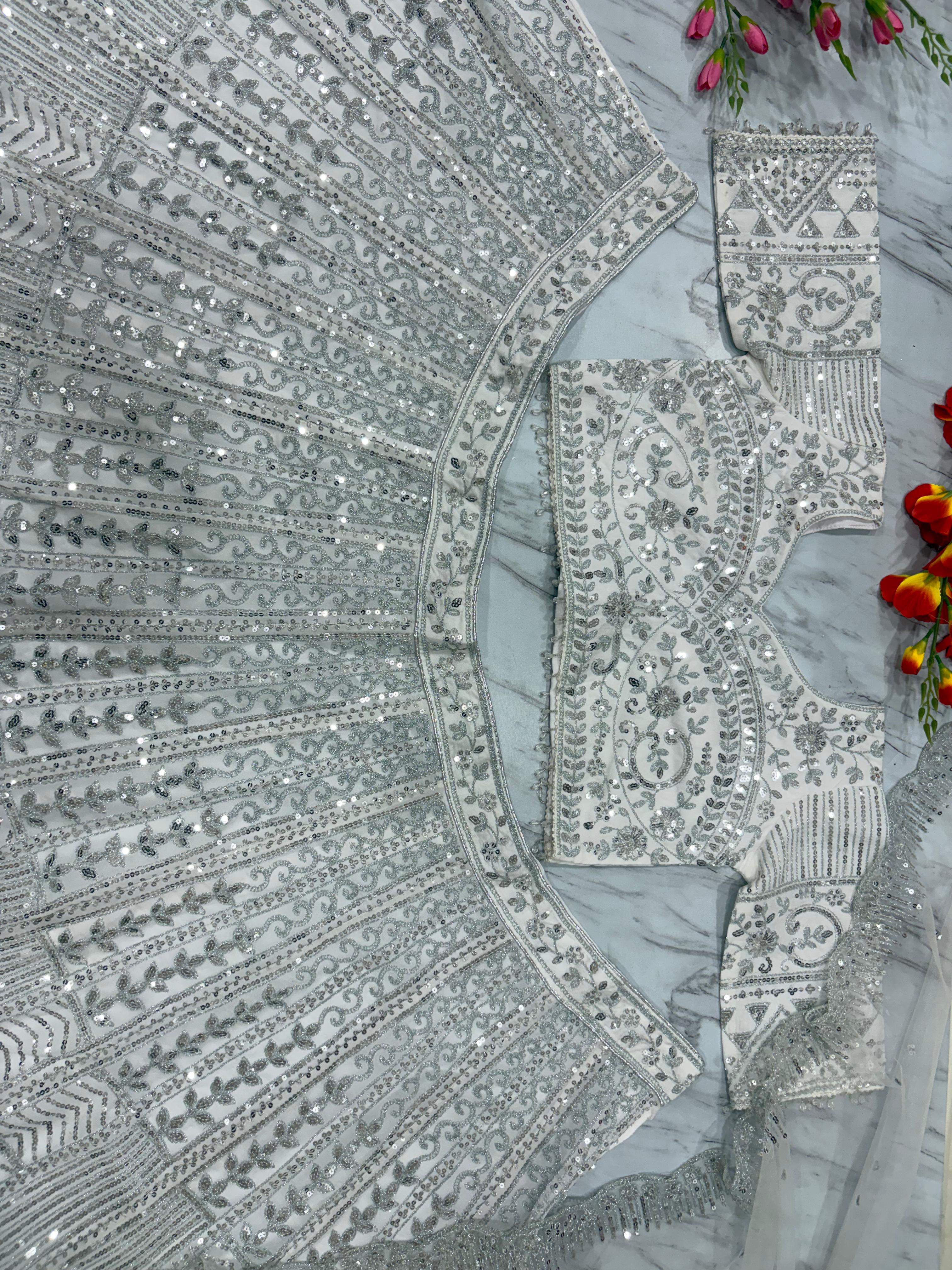 Designer Lehenga Choli With Beautiful Thread Embroidery ,Dori Work