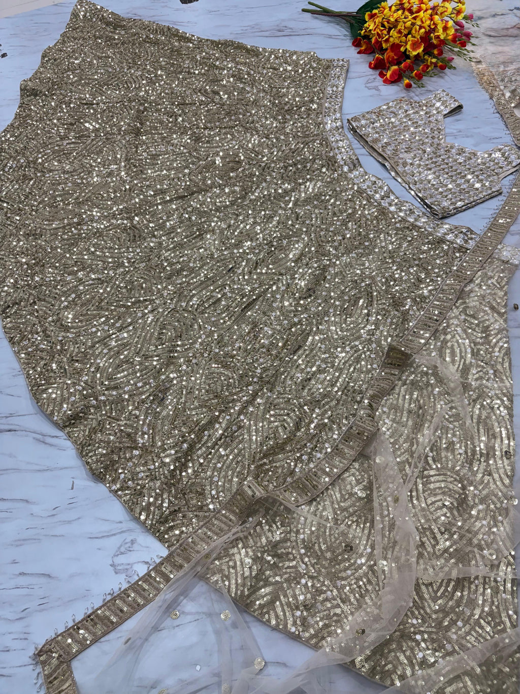 Designer Lehenga Choli With Beautiful Thread Embroidery Work