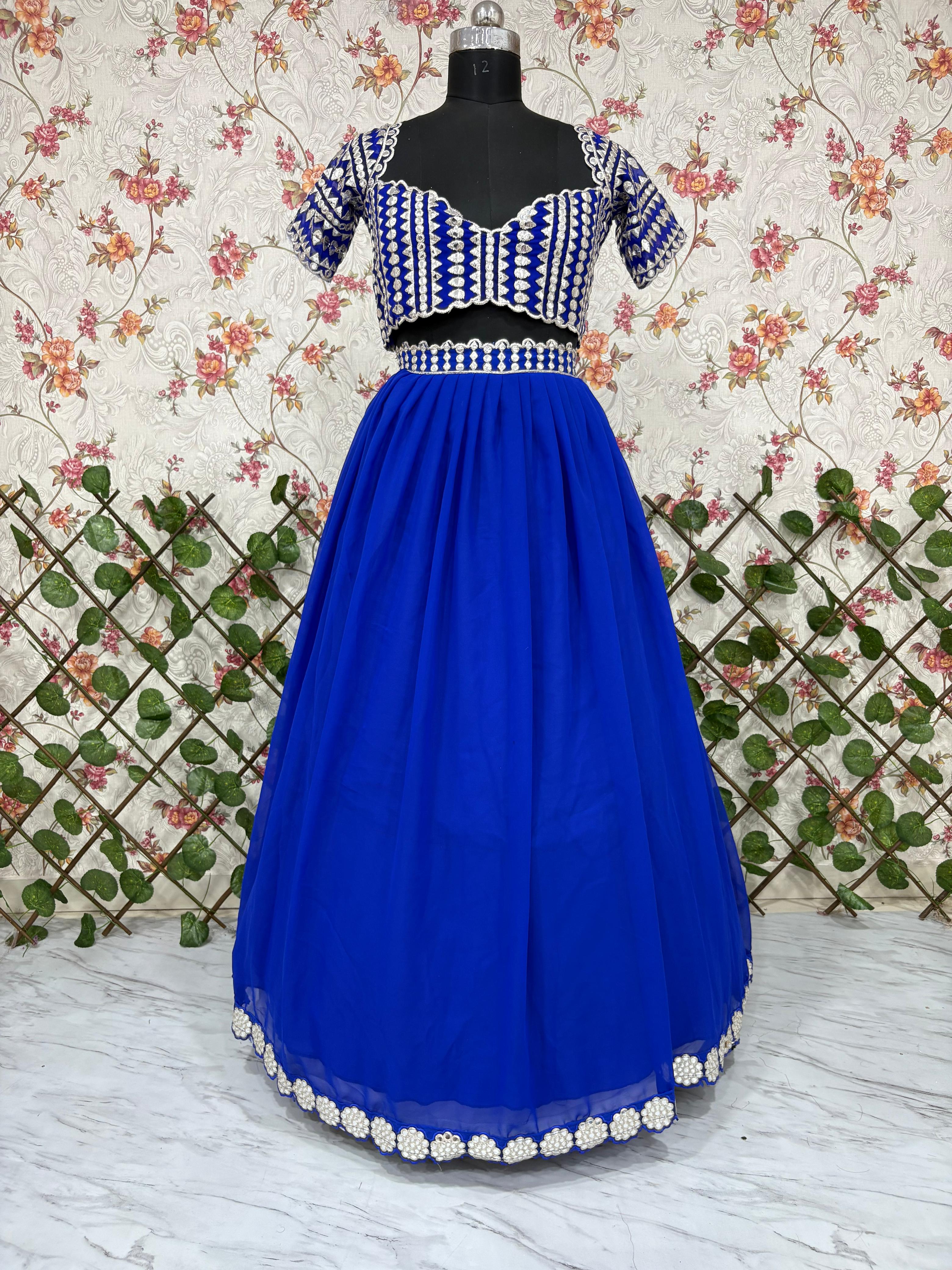 Designer Party Wear Look Lehenga Choli With Foil Mirror Work