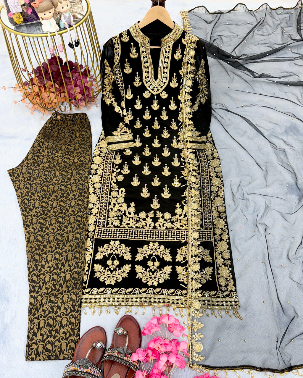 Designer Party Wear Look Top Bottom & Dupatta Set