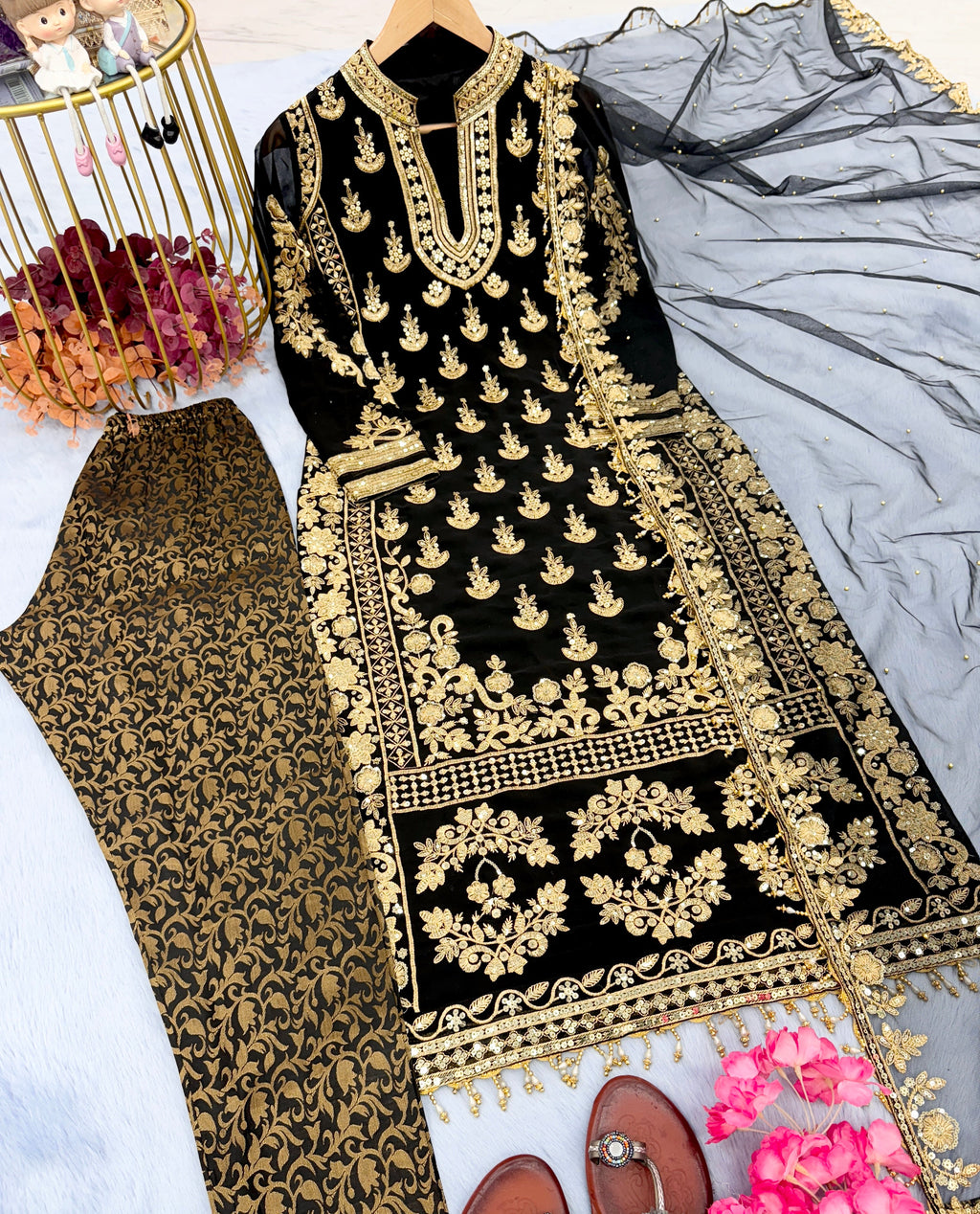 Designer Party Wear Look Top Bottom & Dupatta Set