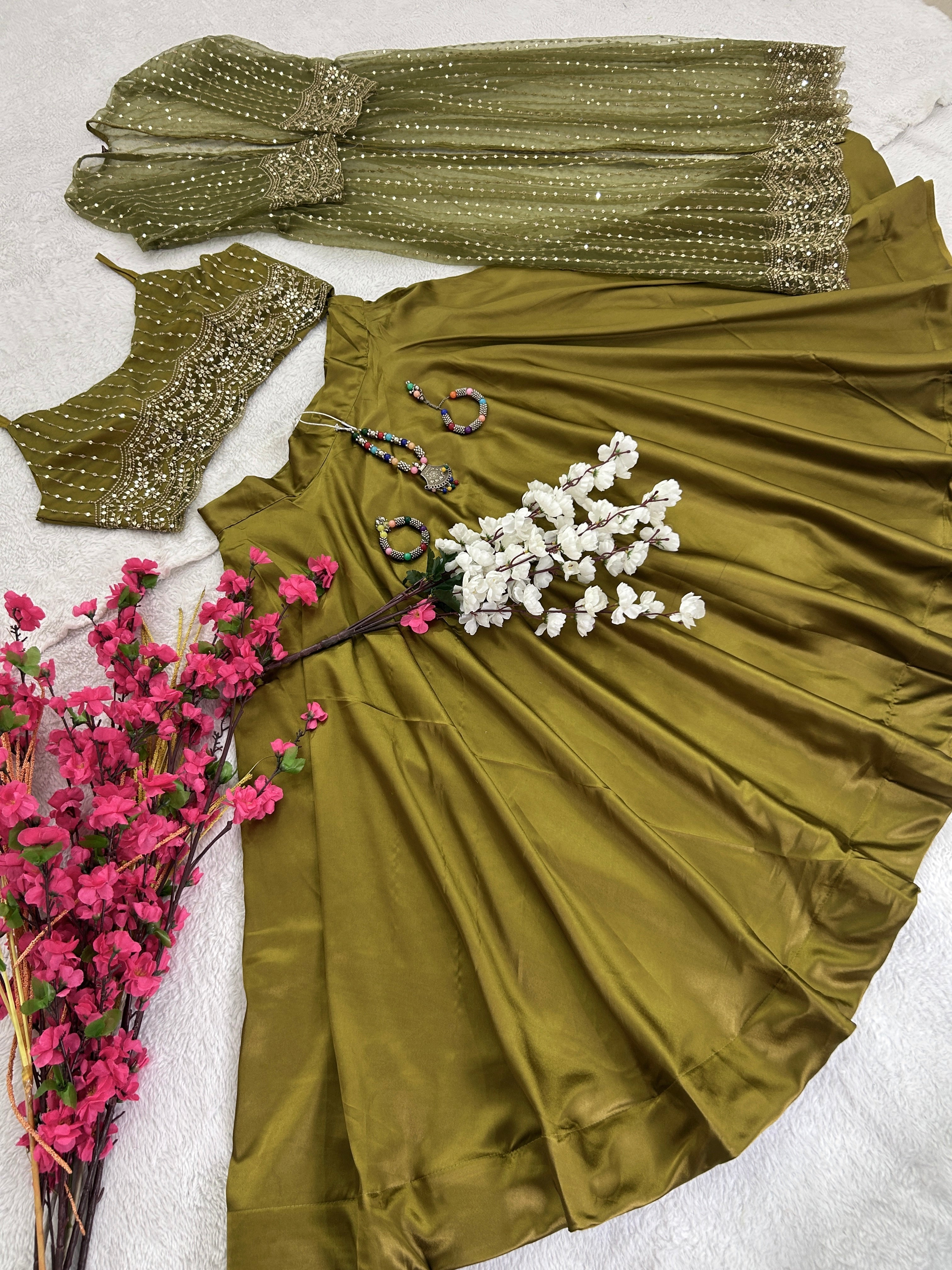 Designer Party Wear Look Suit Set With Embroidery Sequence Work