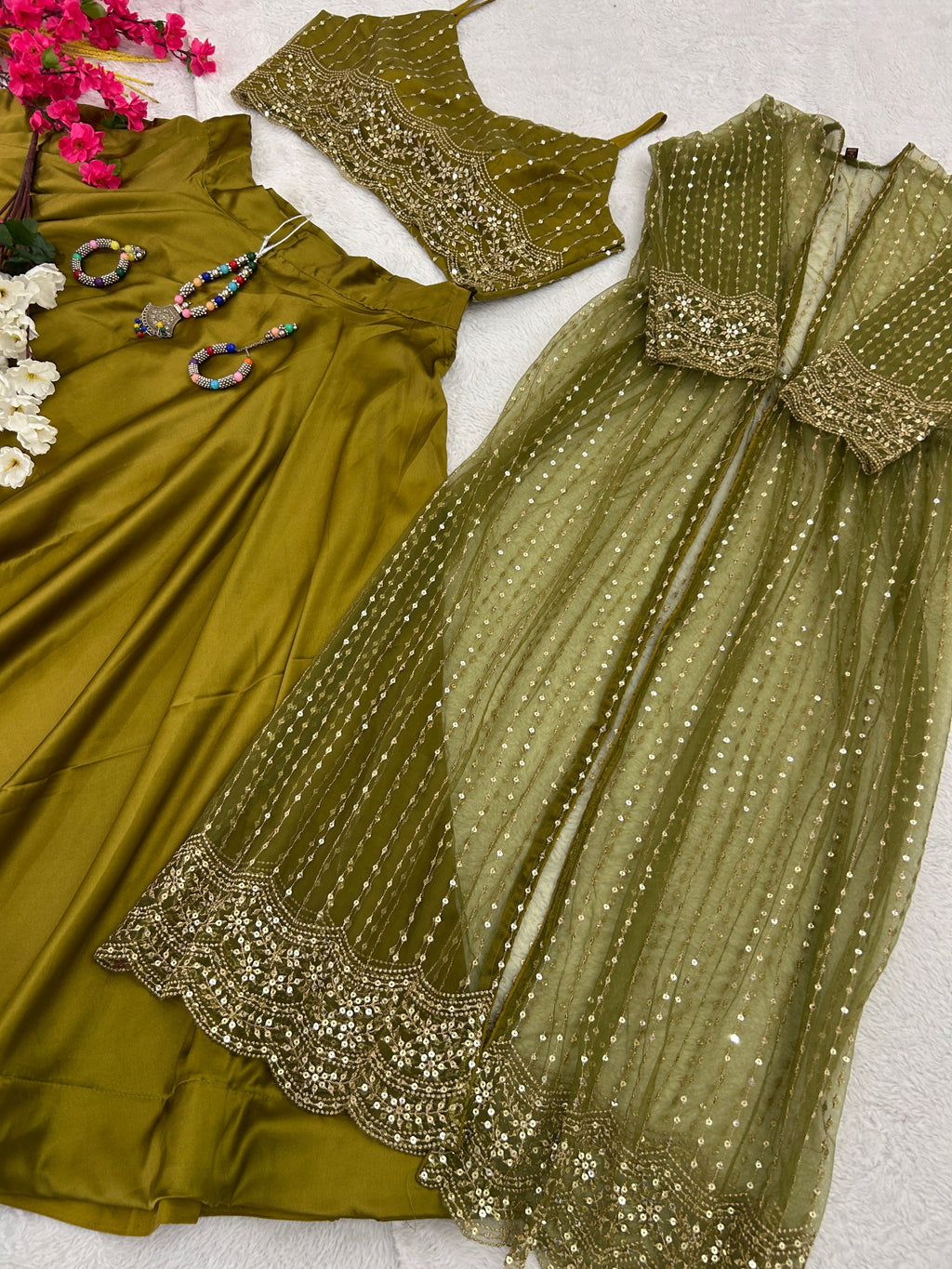 Designer Party Wear Look Suit Set With Embroidery Sequence Work