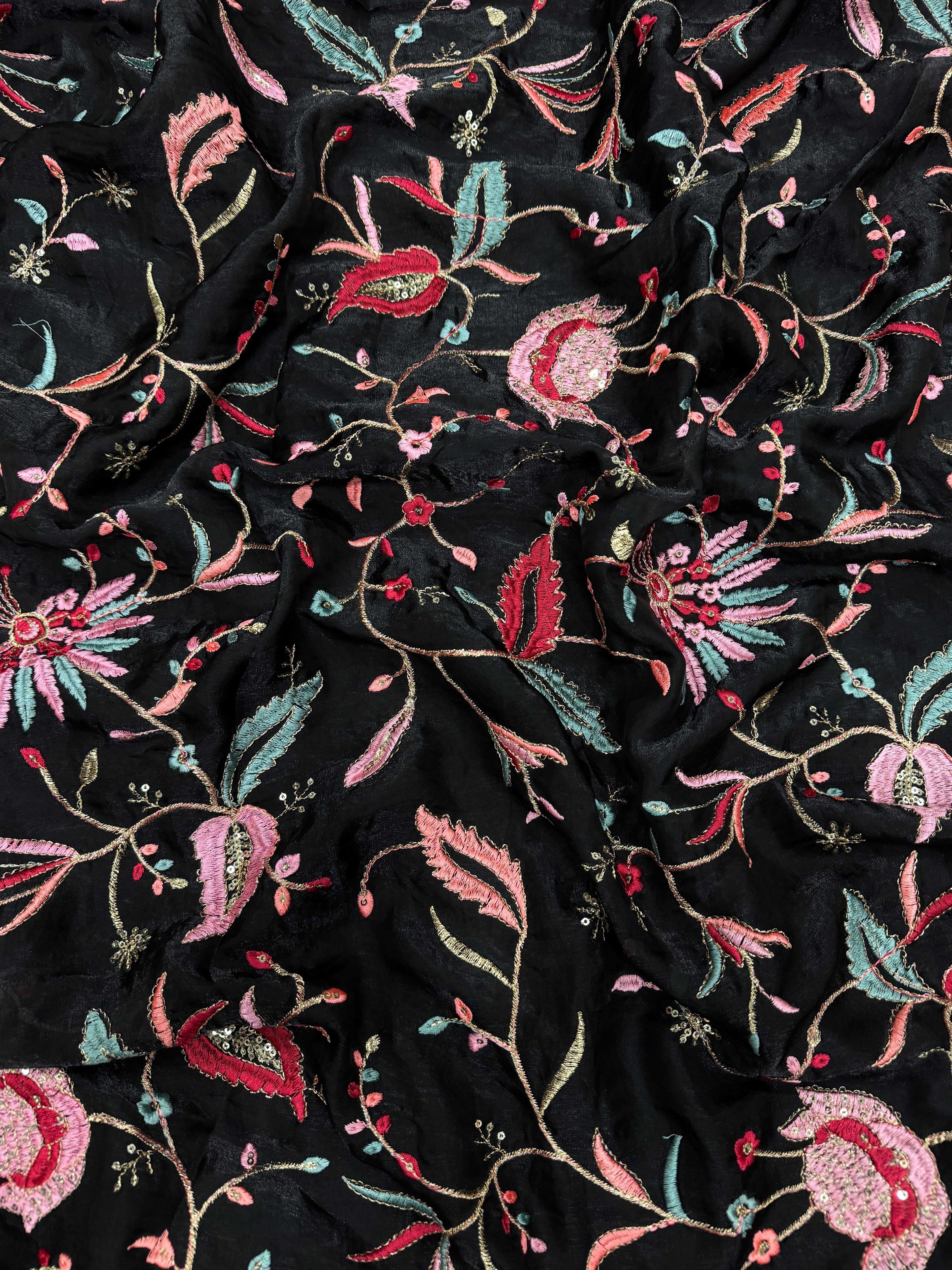 Party Wear Beautiful Saree With Sequins Embroidery Work Lace Border