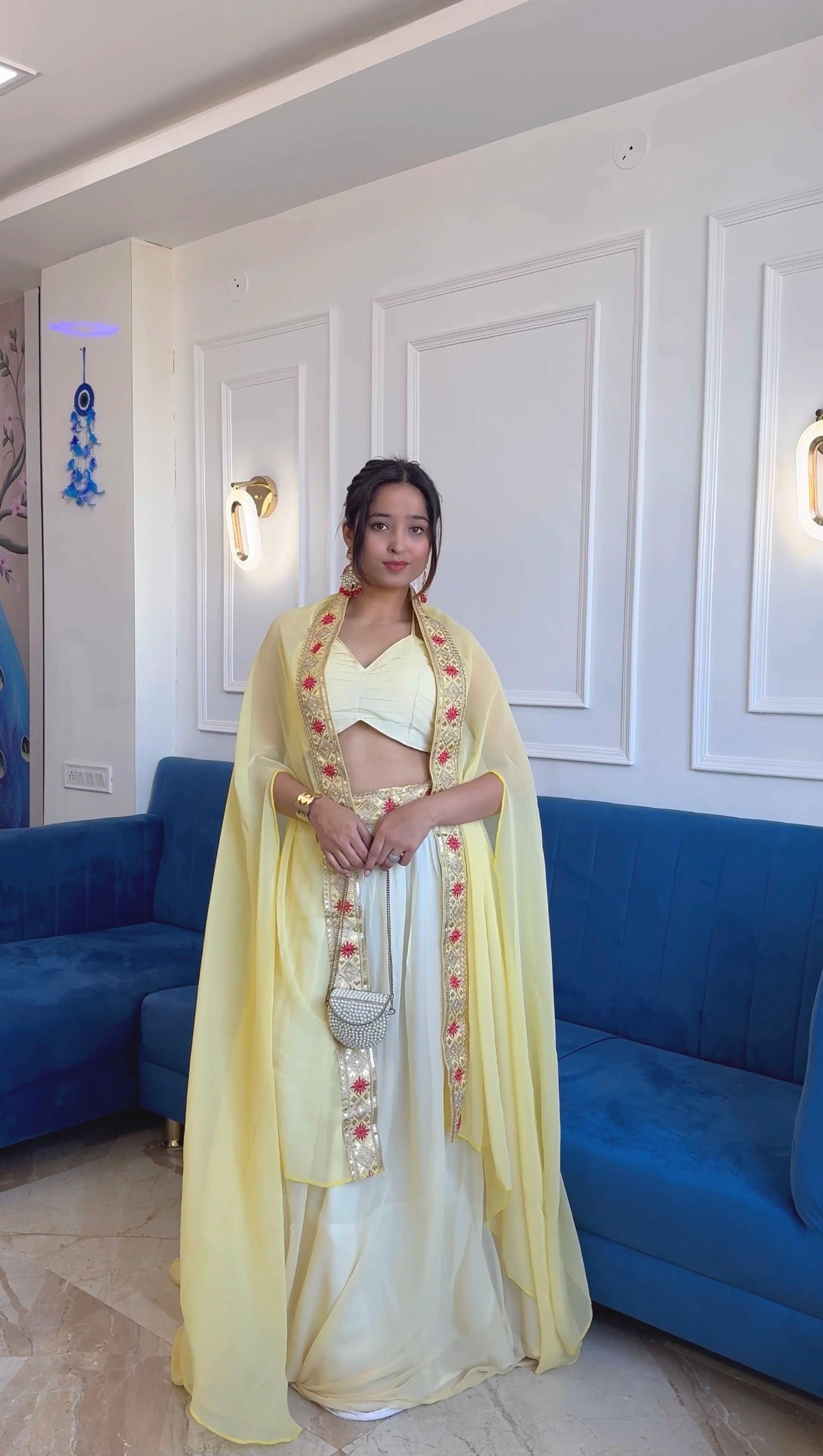 Party Wear Stylish Indo Western Lehenga Set With Thread, Dori & Sequins Work