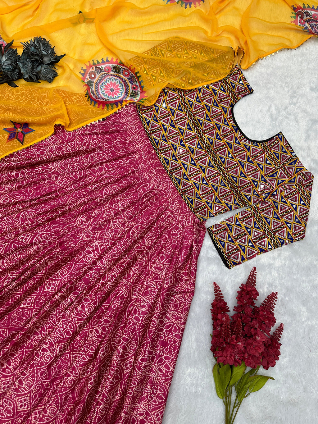 Beautiful Anarkali Gown And Dupatta With Real Mirror Handwork