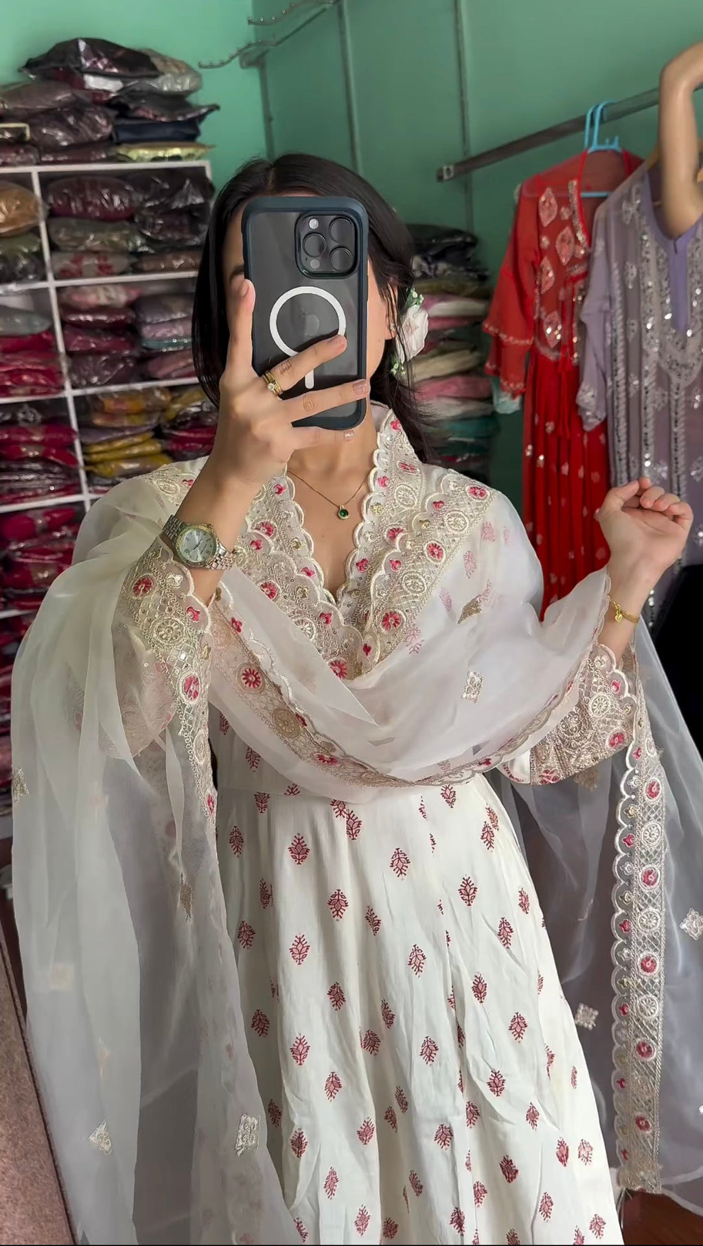 Beautiful Anarkali Gown, Dupatta & Bottom Set