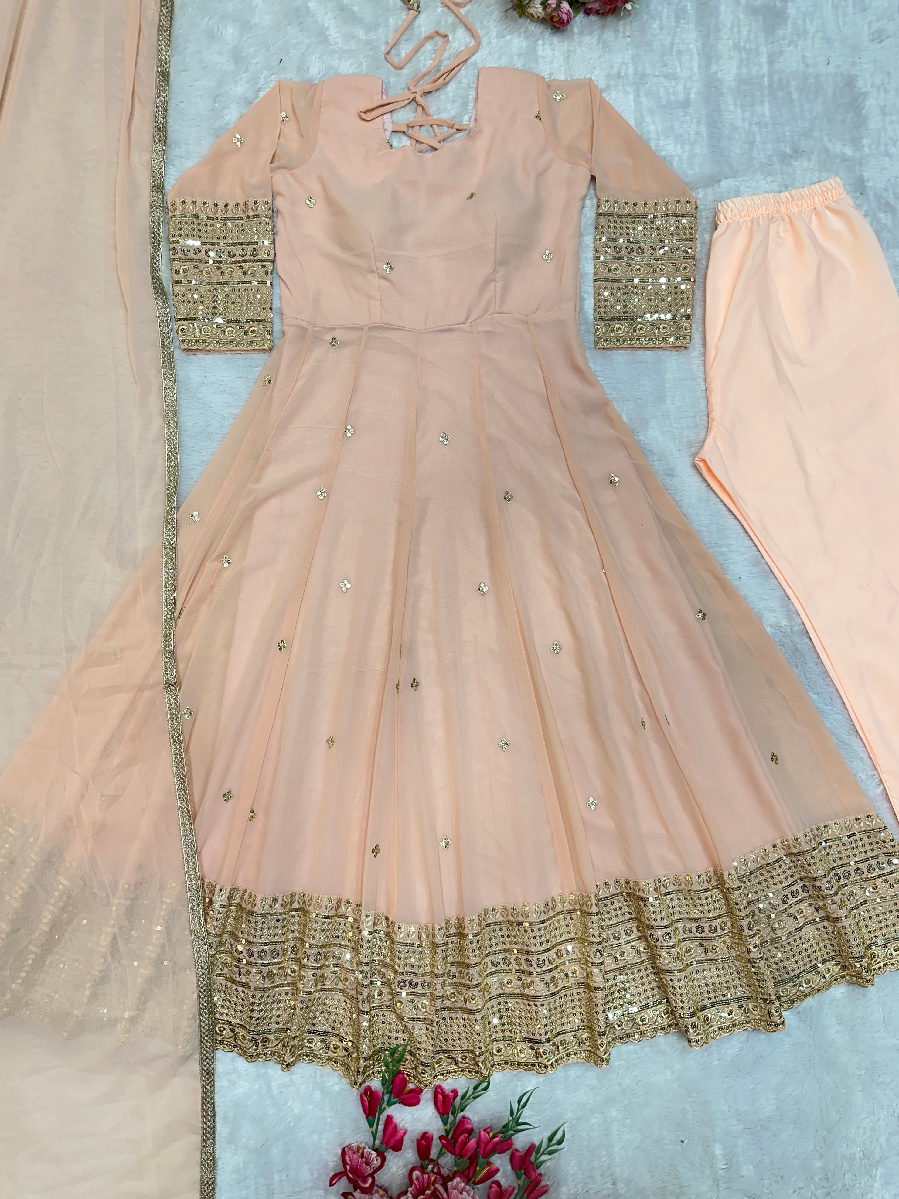 Designer Party Wear Look Gown With Pent And Embroidery Work