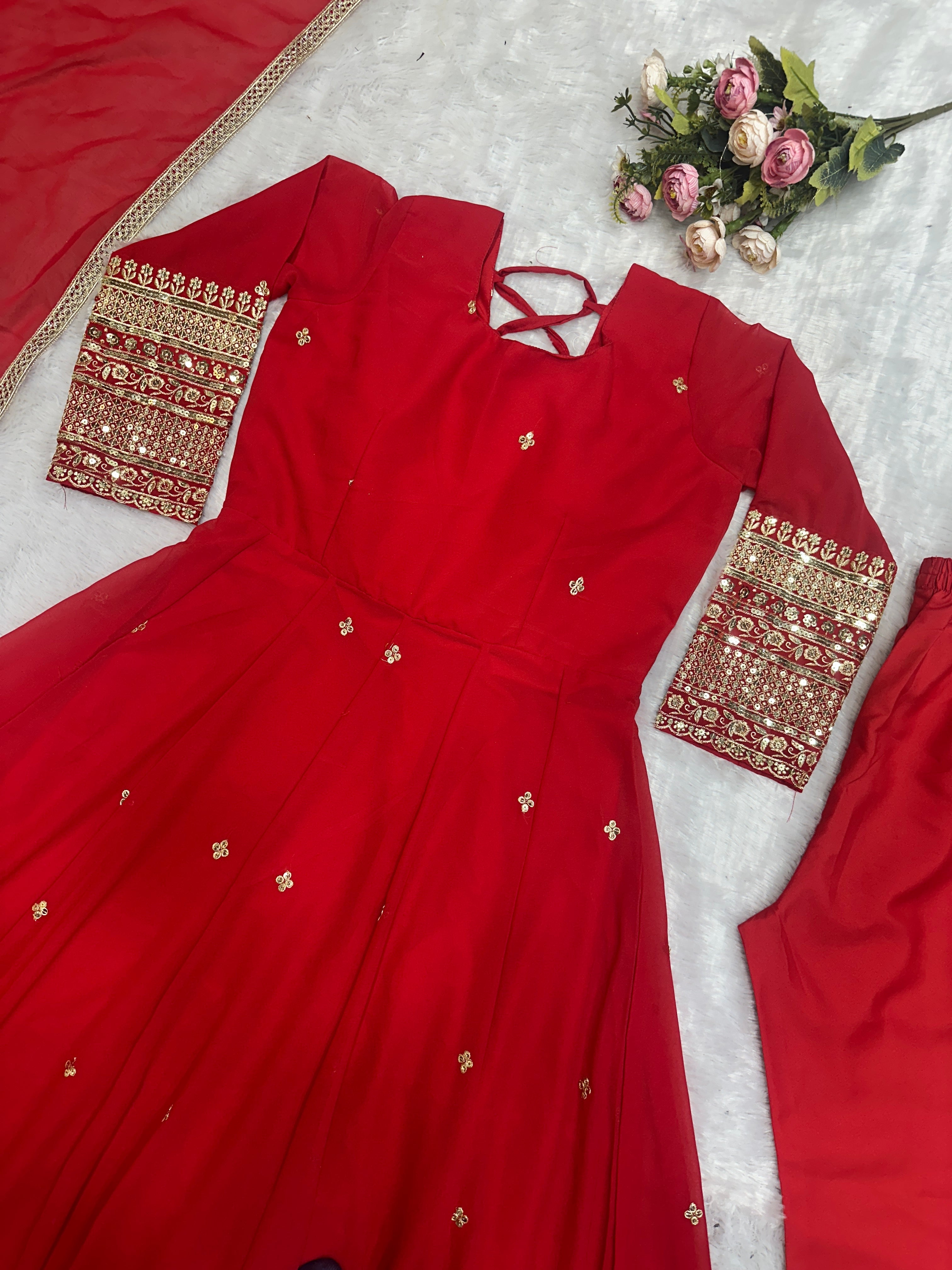 Designer Party Wear Look Gown With Pent And Embroidery Work