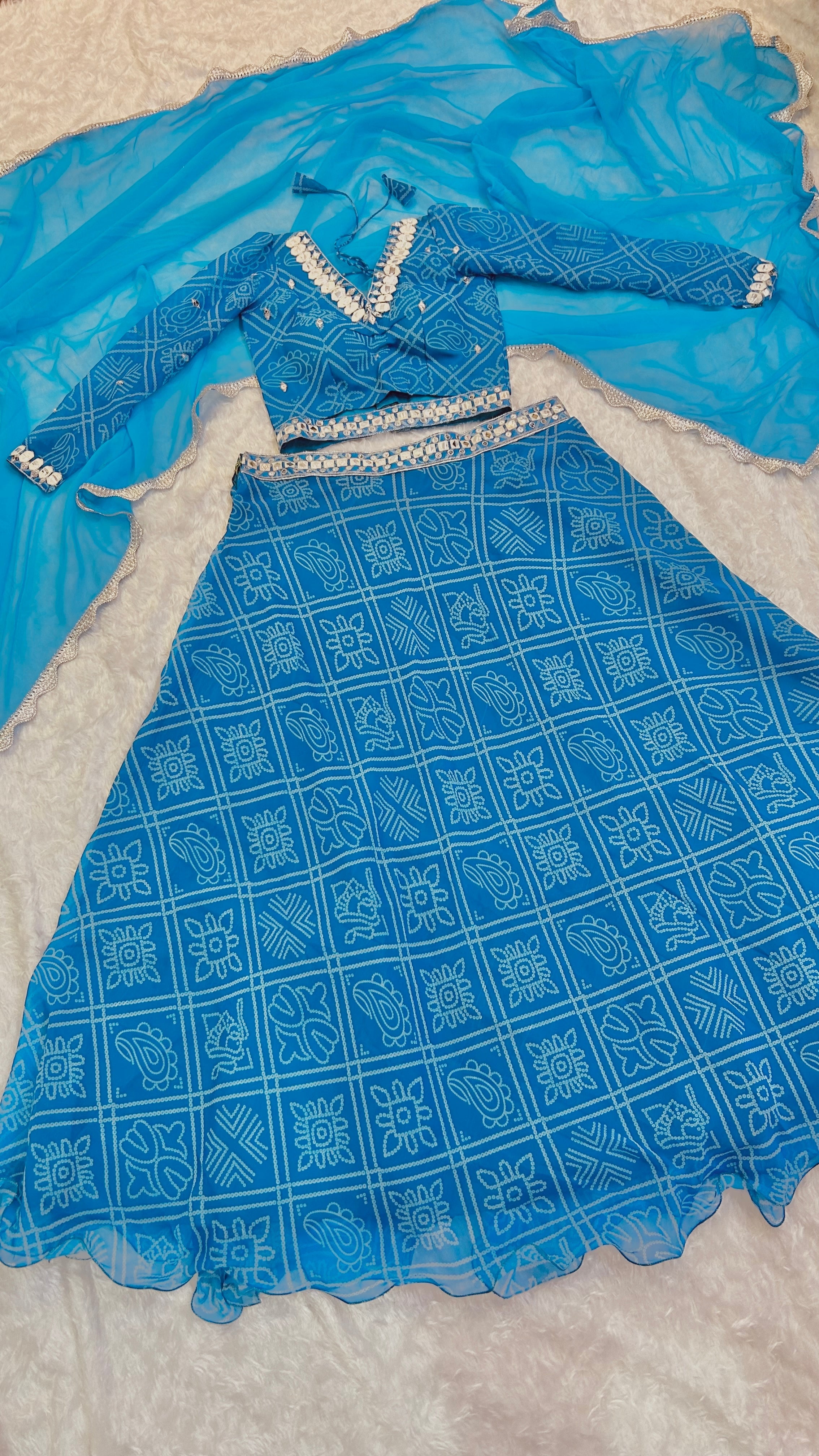 Beautiful Lehenga Choli With Thread, Paper Mirror & Sequence Work