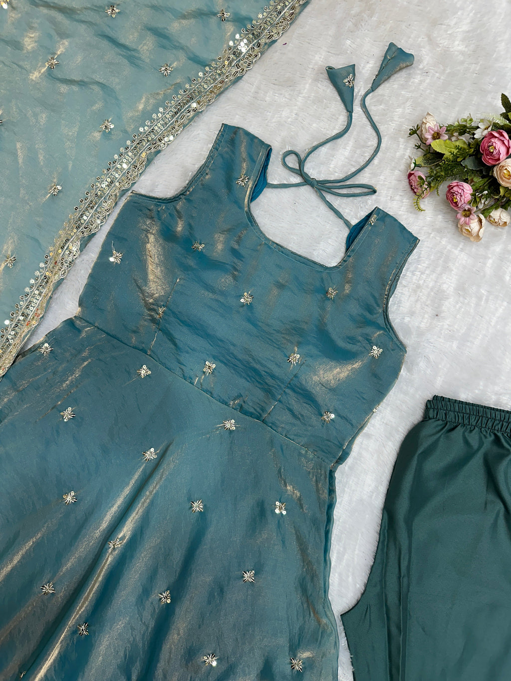 Beautiful Party Wear Anarkali Gown Bottom And Dupatta