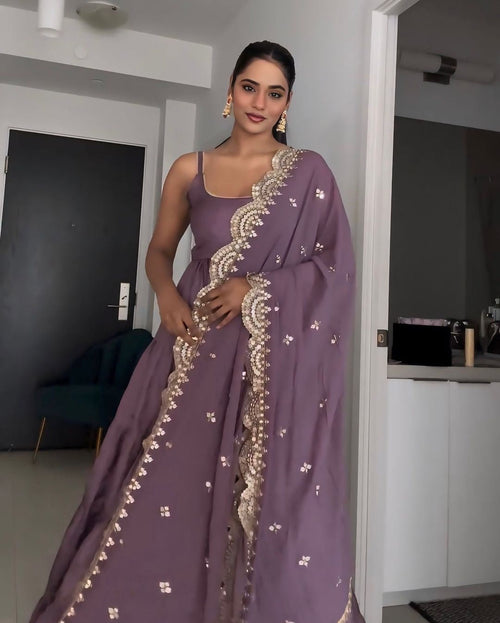 Beautiful Anarkali Gown With With Fully Ruffle Flair With Dupatta