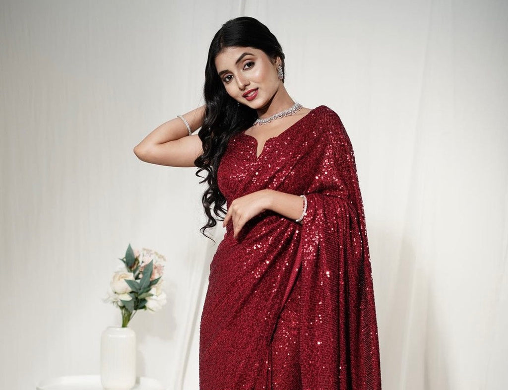Party Wear Beautiful Saree With Sequence Work