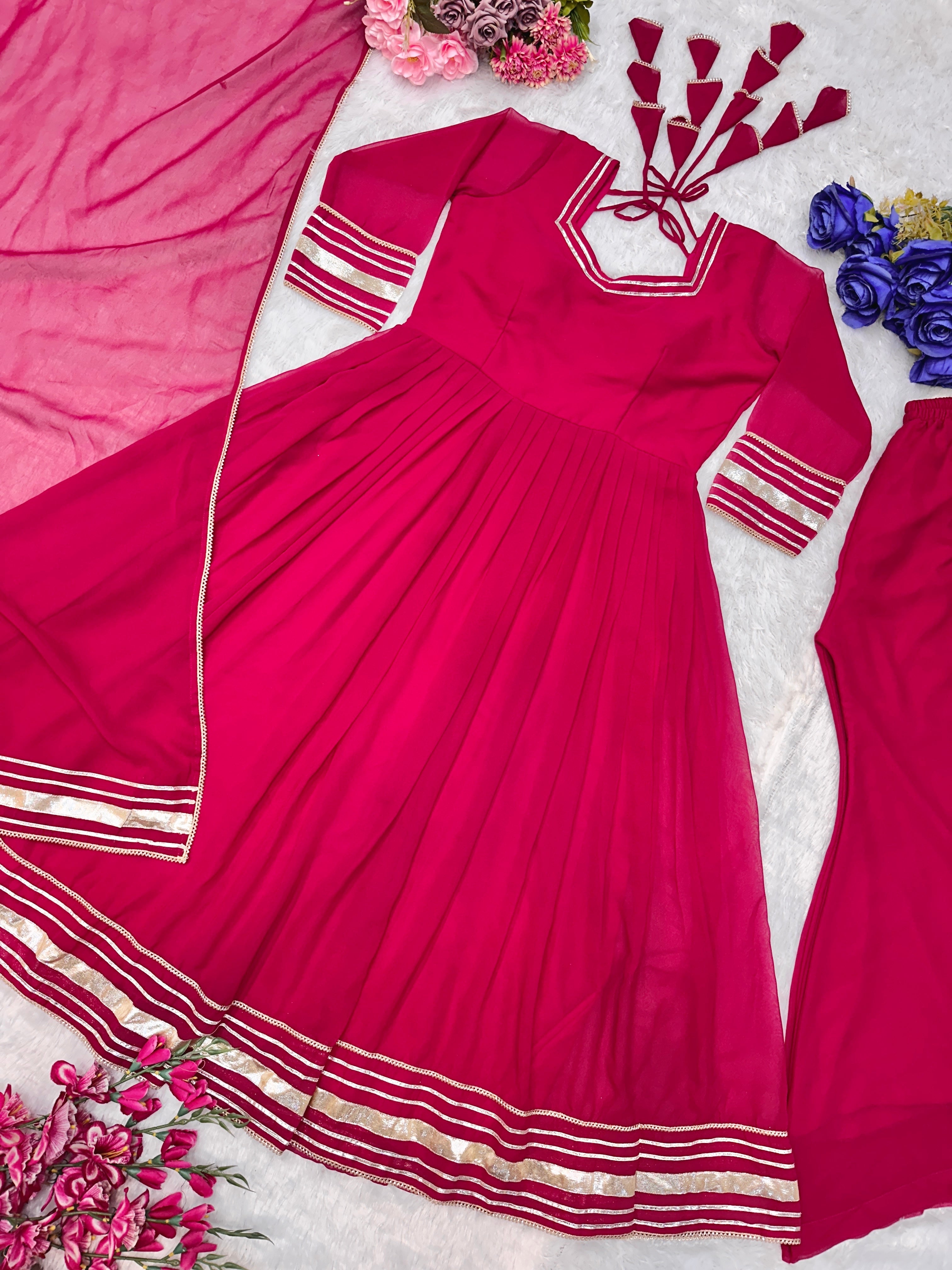 Beautiful Party Wear Look Anarkali Gown And Pent With Dupatta
