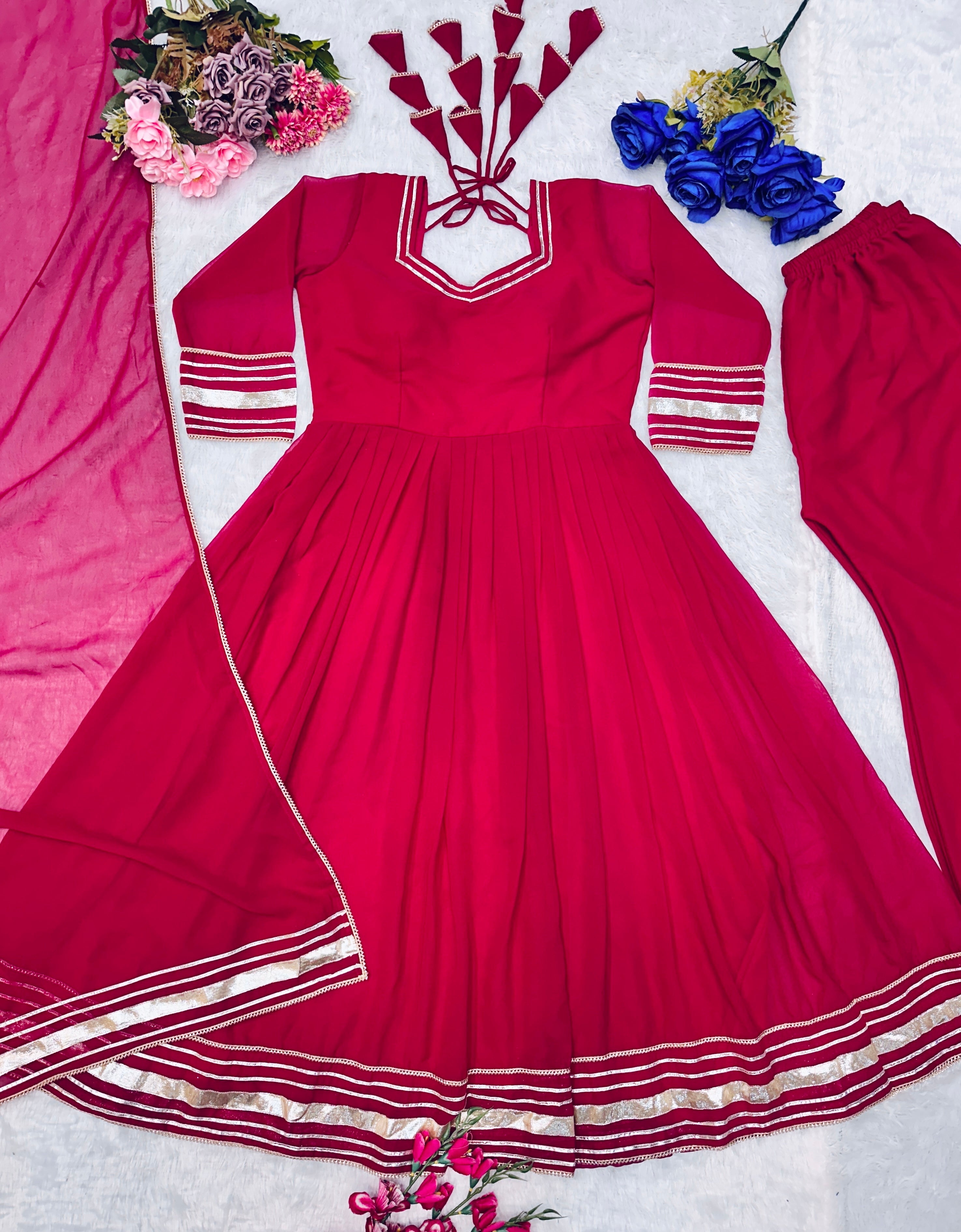 Beautiful Party Wear Look Anarkali Gown And Pent With Dupatta