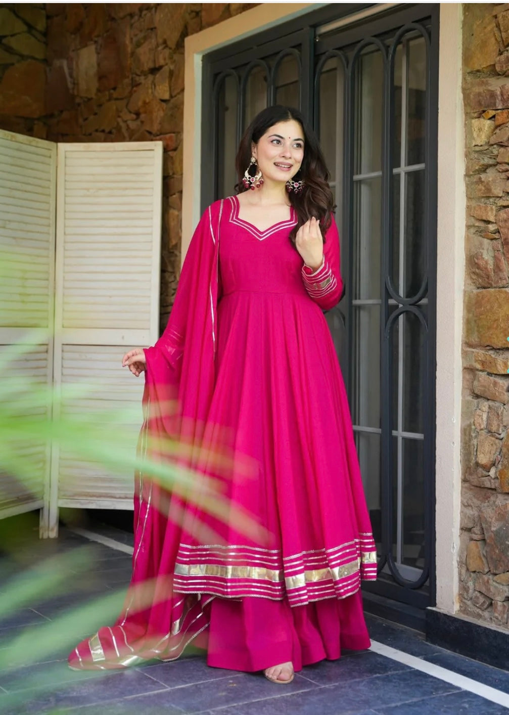 Beautiful Party Wear Look Anarkali Gown And Pent With Dupatta