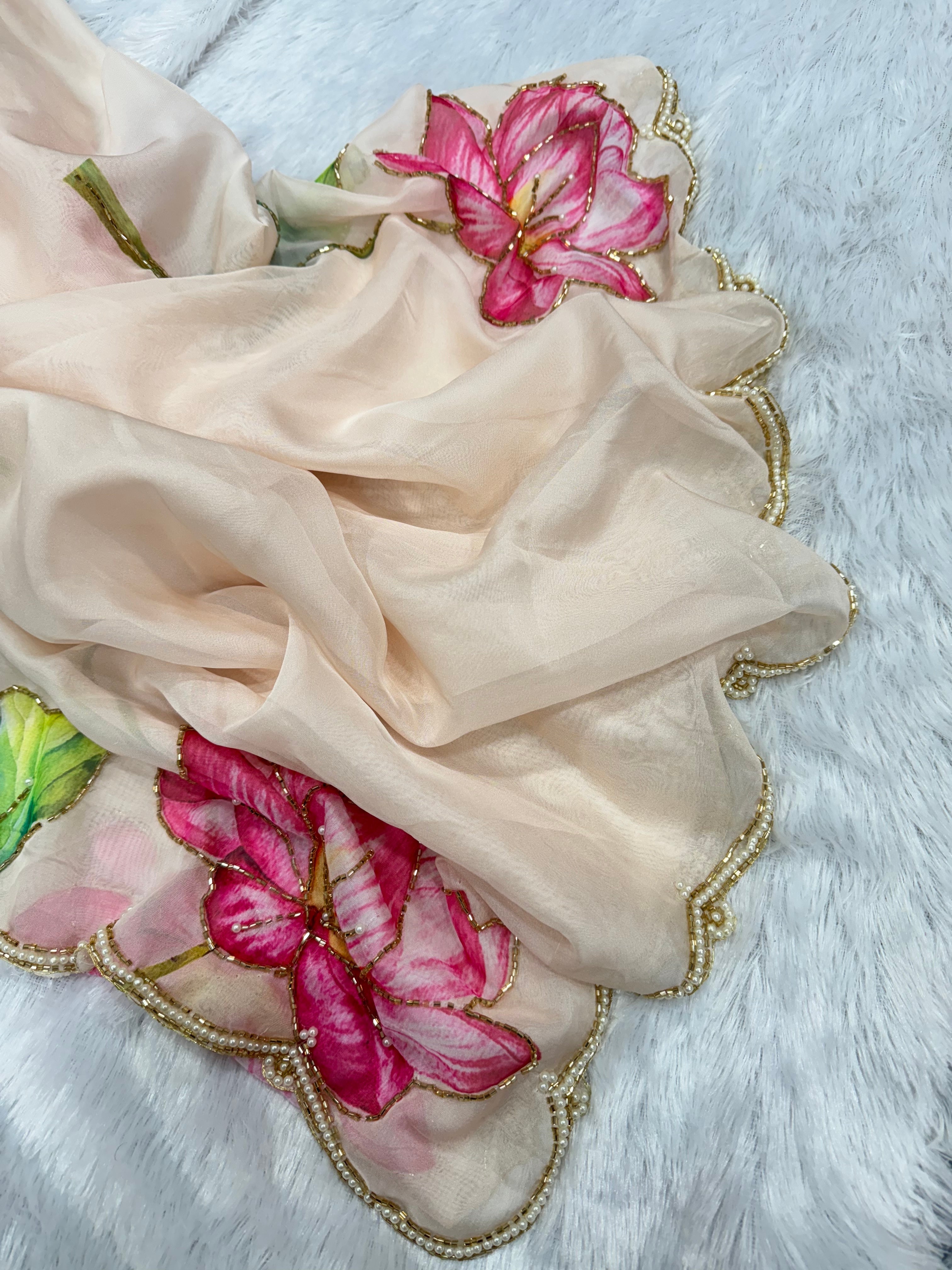 Party Wear Designer Saree With Beautiful Floral Print