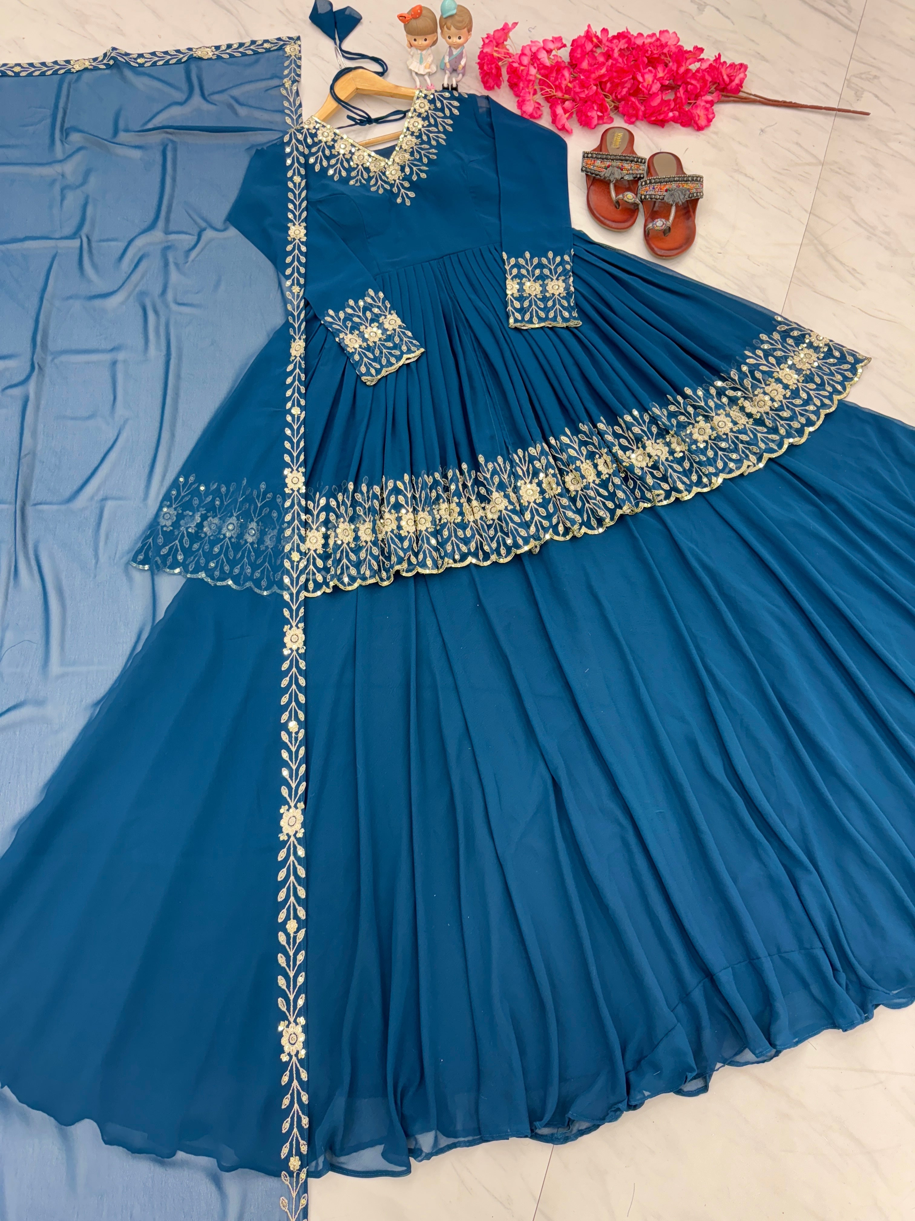 Beautiful Party Wear Look Top With Lehenga & Dupatta Set
