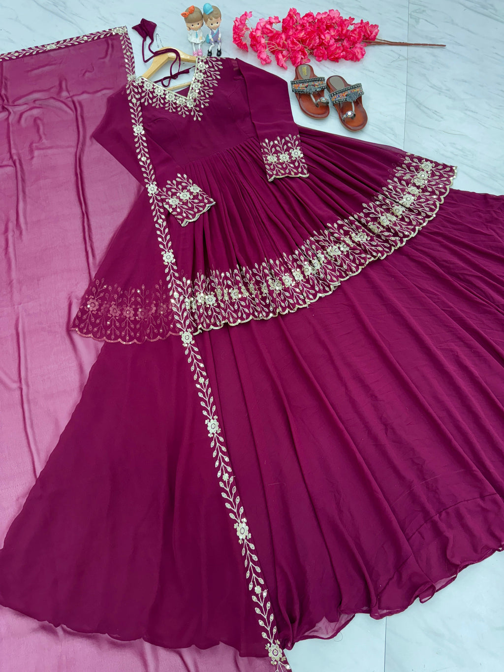 Beautiful Party Wear Look Top With Lehenga & Dupatta Set