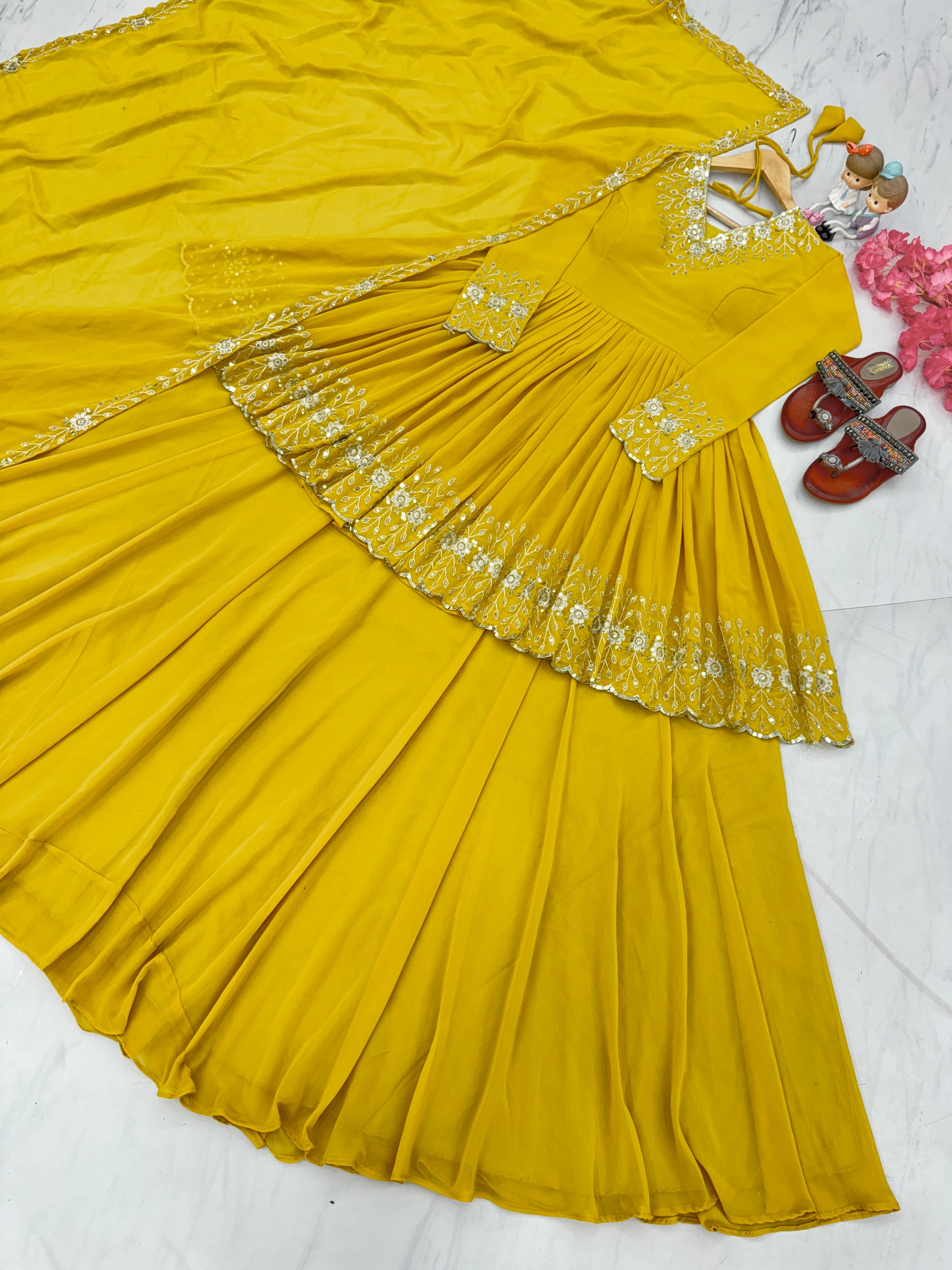 Beautiful Party Wear Look Top With Lehenga & Dupatta Set
