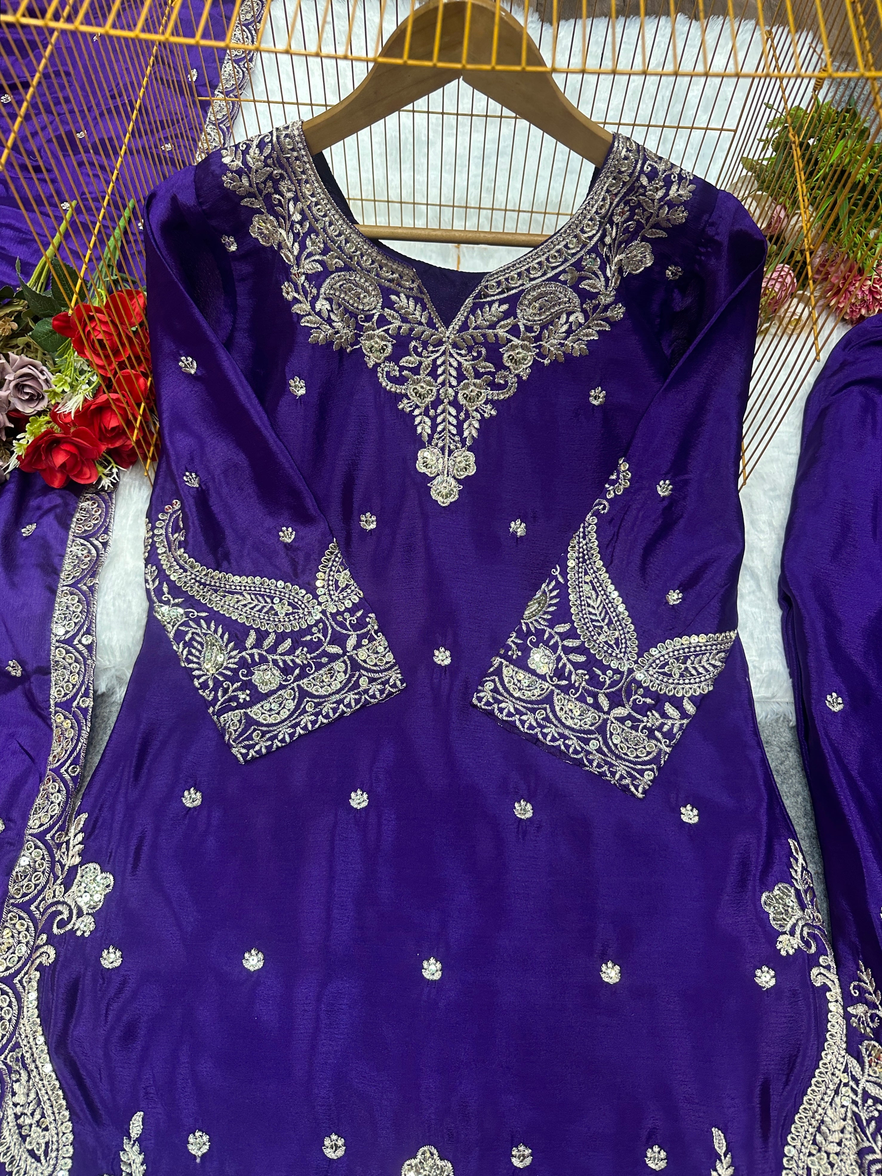 डिजाइनर पार्टी वेयर टॉप, बॉटम और दुपट्टा