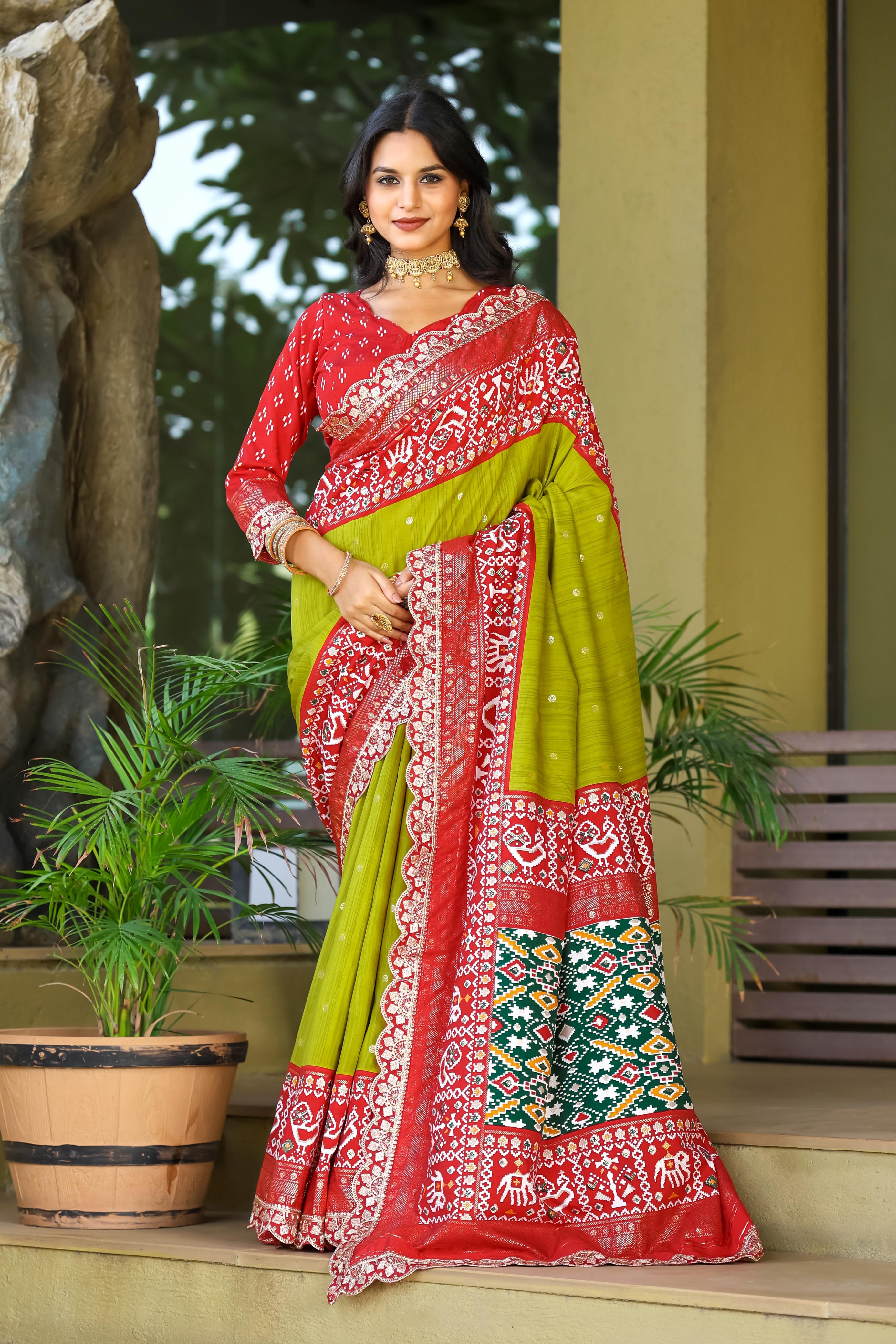 Beautiful Saree With Embroidery & Sequence Lace Border