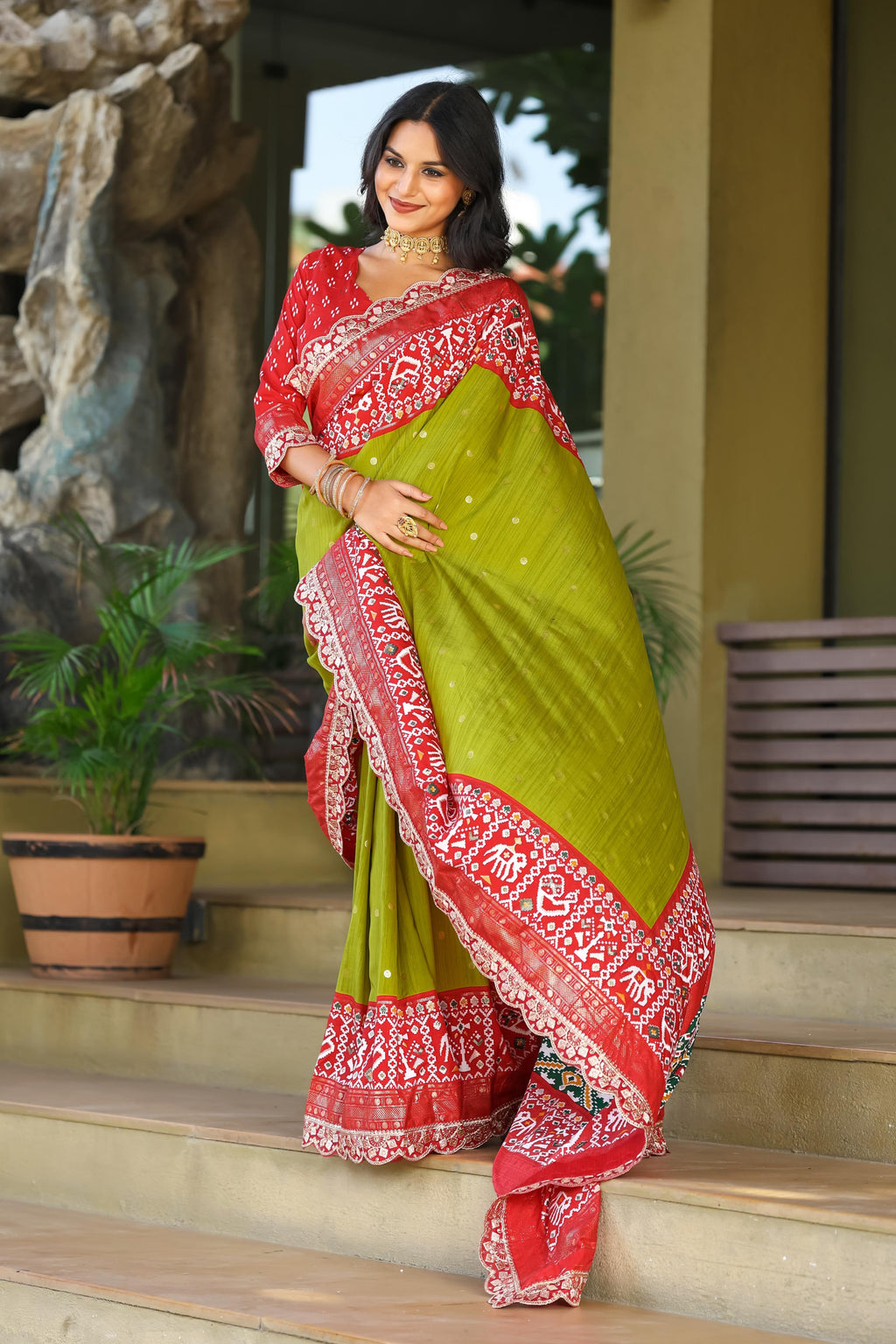 Beautiful Saree With Embroidery & Sequence Lace Border