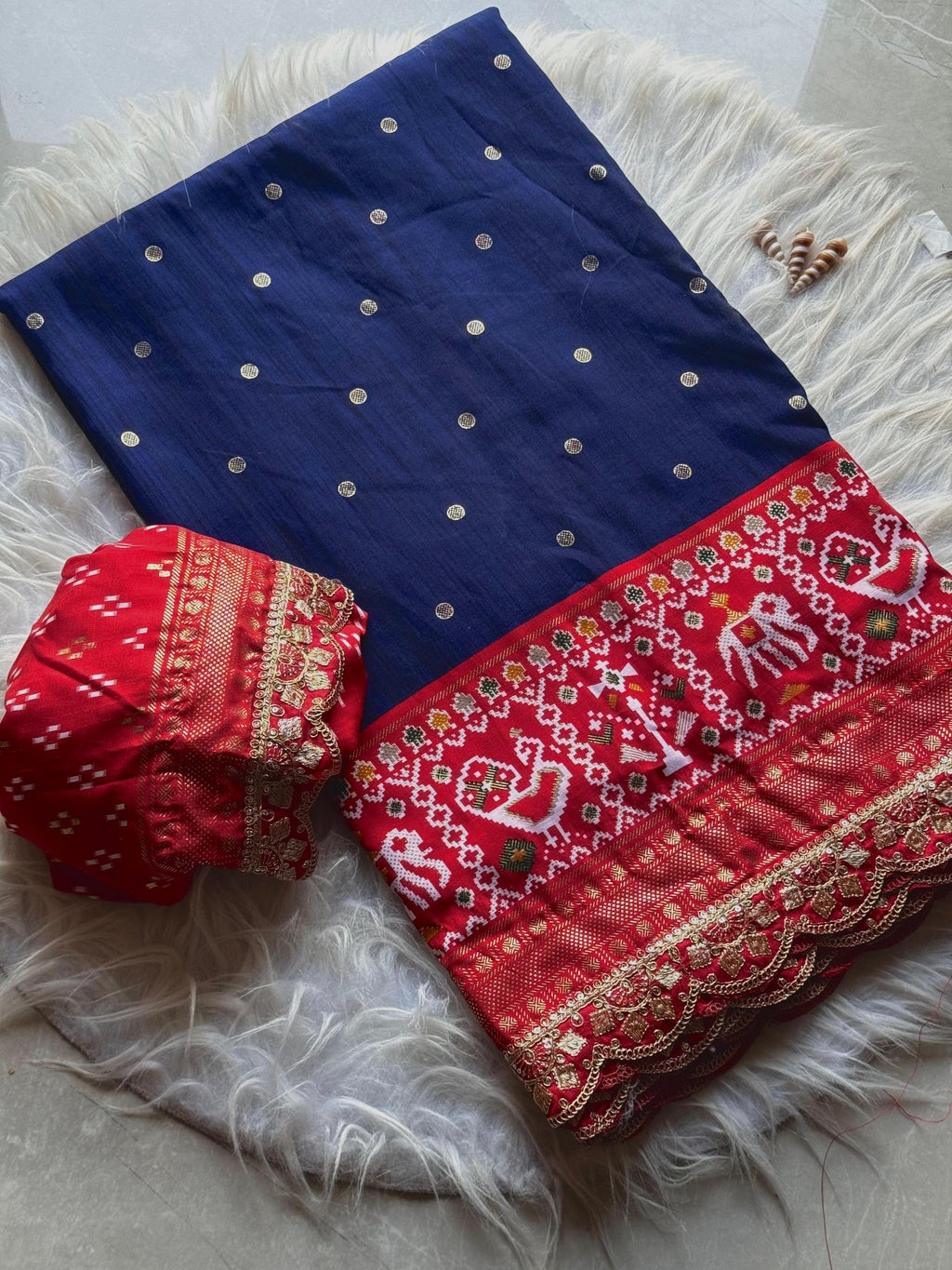 Beautiful Saree With Embroidery & Sequence Lace Border