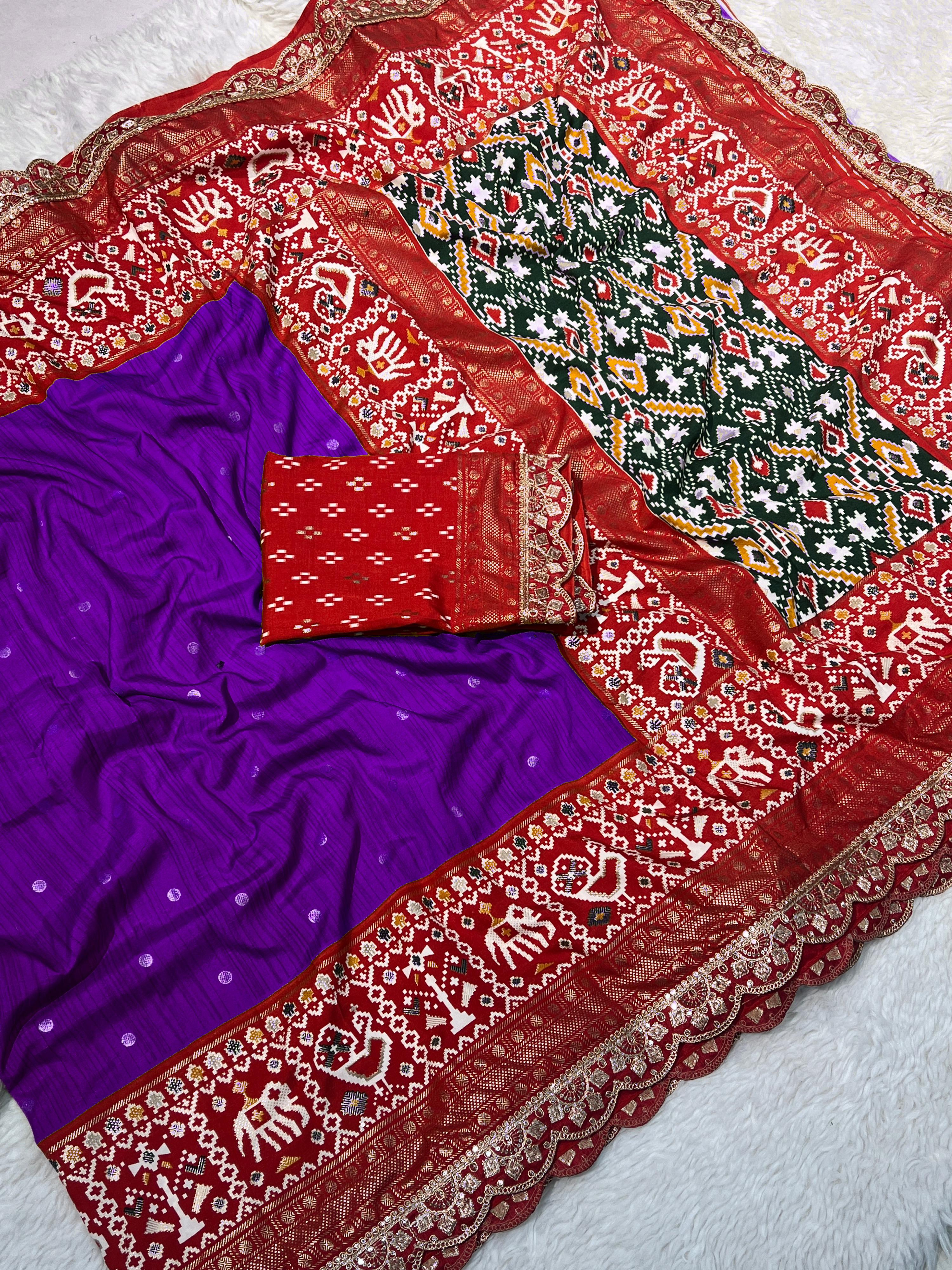 Beautiful Saree With Embroidery & Sequence Lace Border