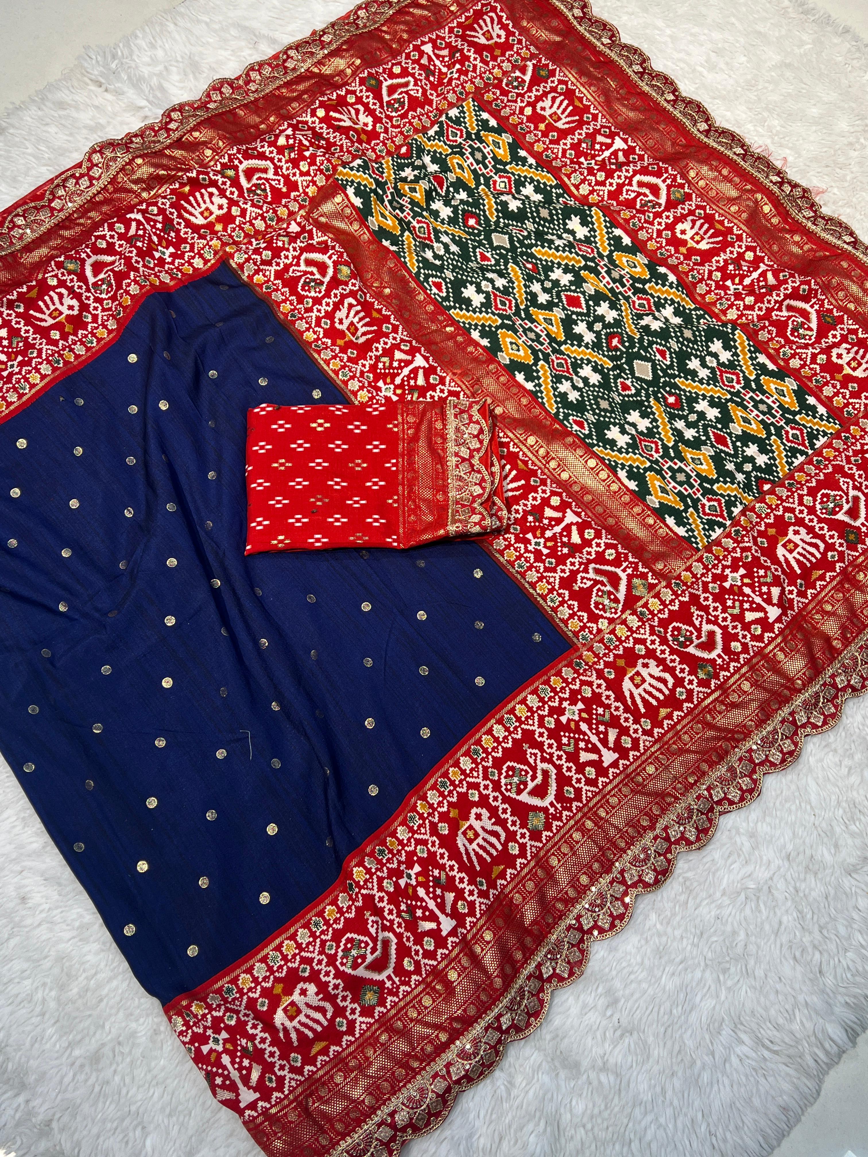 Beautiful Saree With Embroidery & Sequence Lace Border