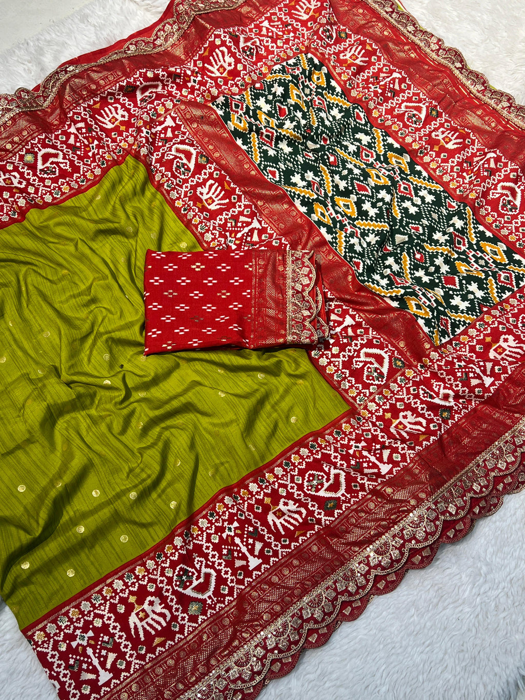 Beautiful Saree With Embroidery & Sequence Lace Border