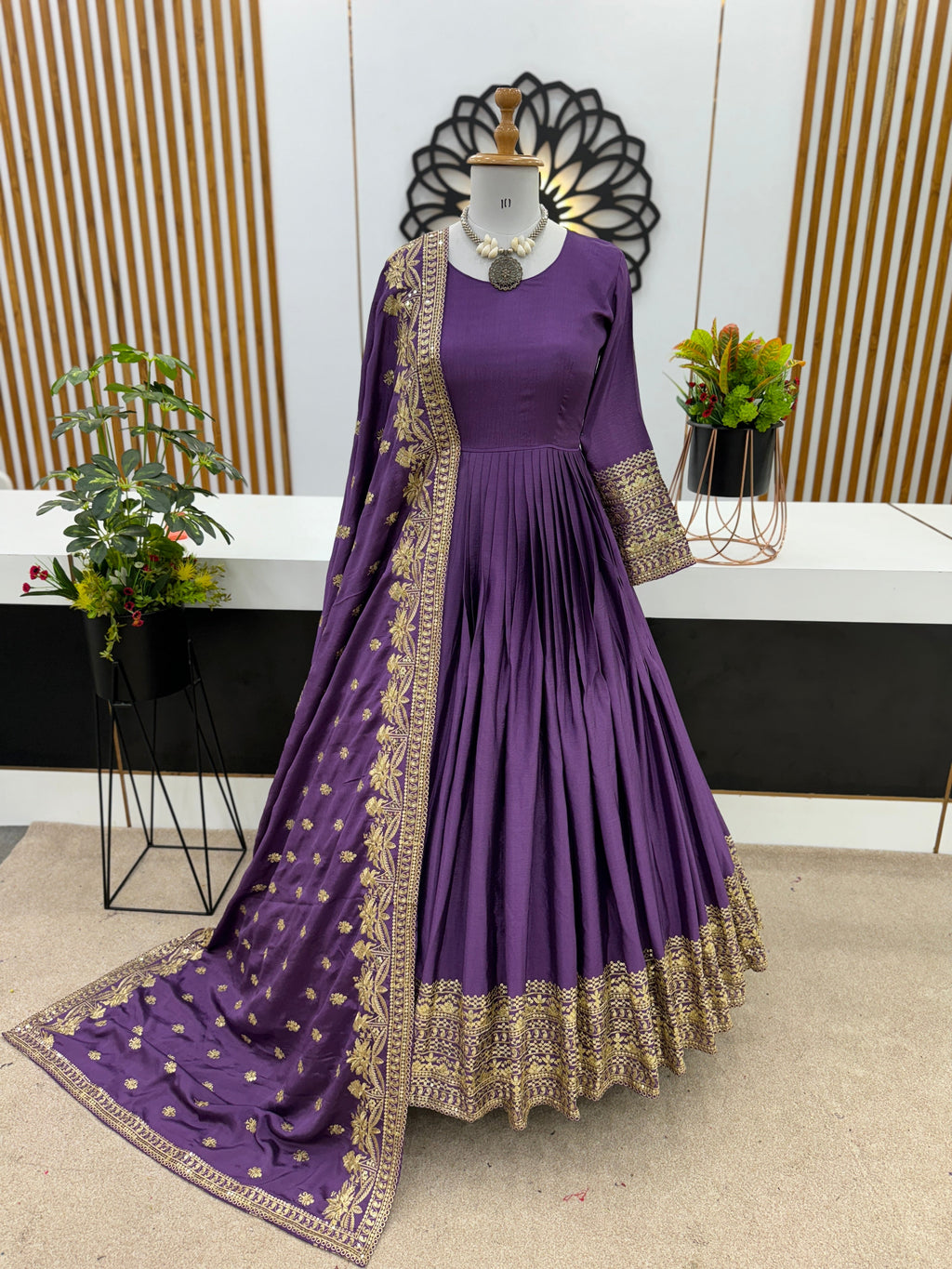 Designer Party Wear Look Full Heavy Embroidery Sequence Work Gown With Pent And Dupatta