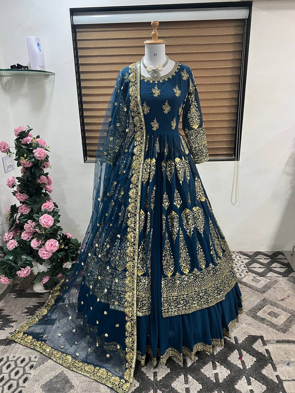 Designer Party Wear Look Gown With Bottom And Dupatta