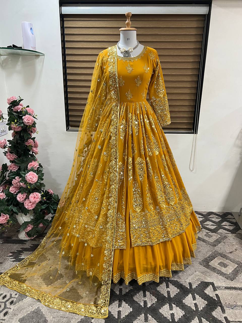 Designer Party Wear Look Gown With Bottom And Dupatta