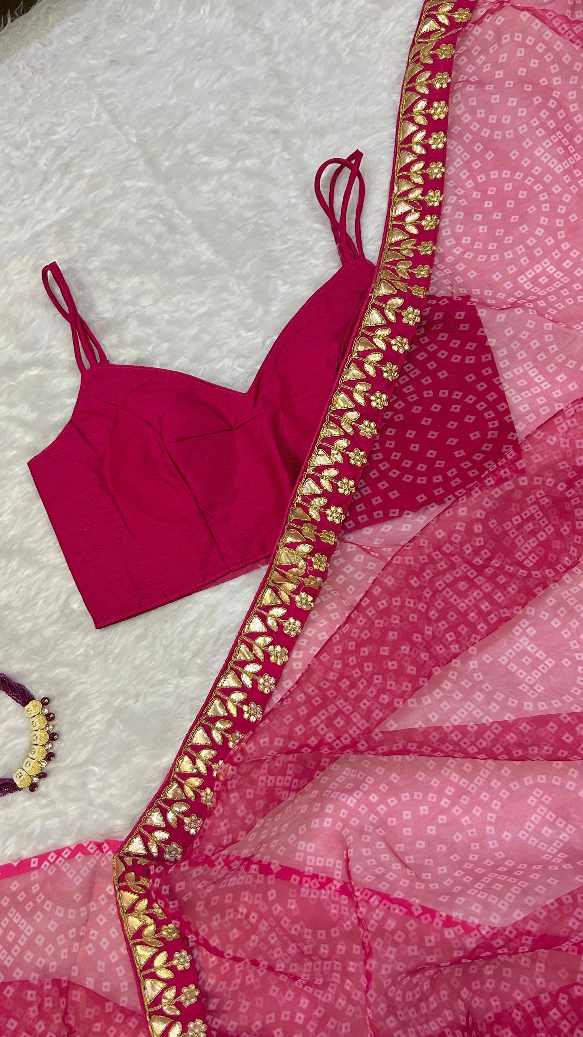 Beautiful Digital Print Organza Saree With Gotapatti & Dori Work