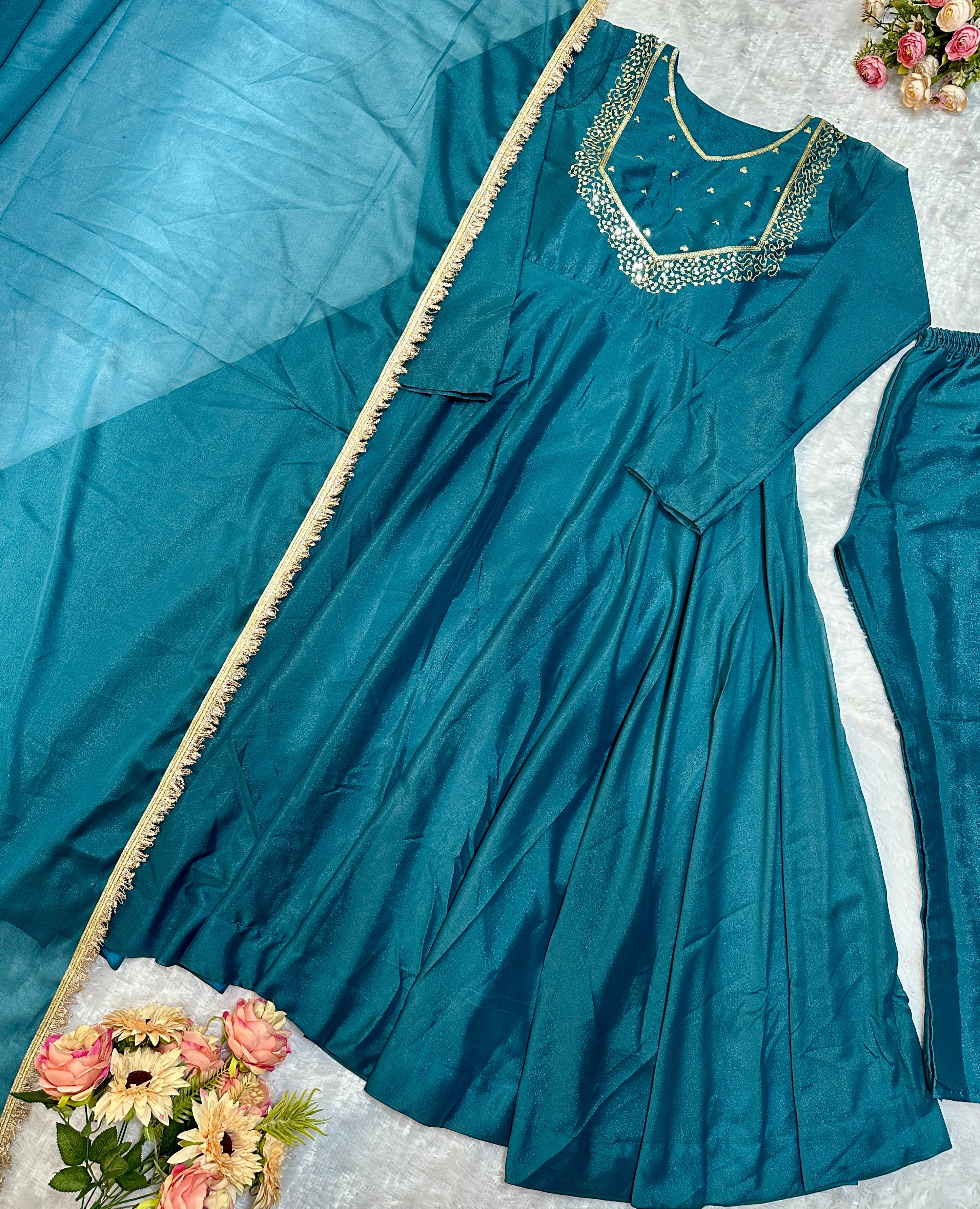Designer Party Wear Gown And Pent And Dupatta