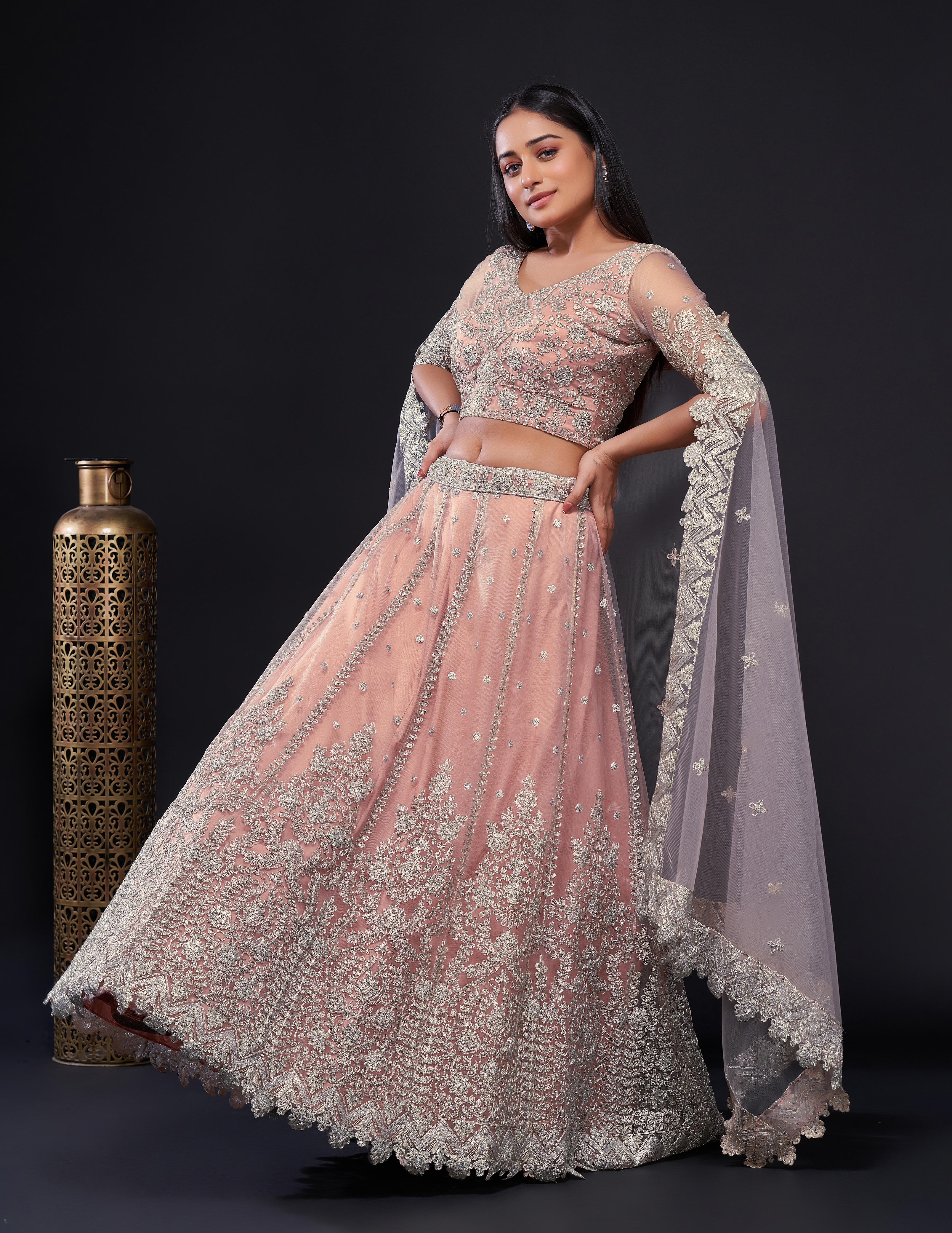 Designer Party Wear Lehenga Choli With Dori & Sequence Work